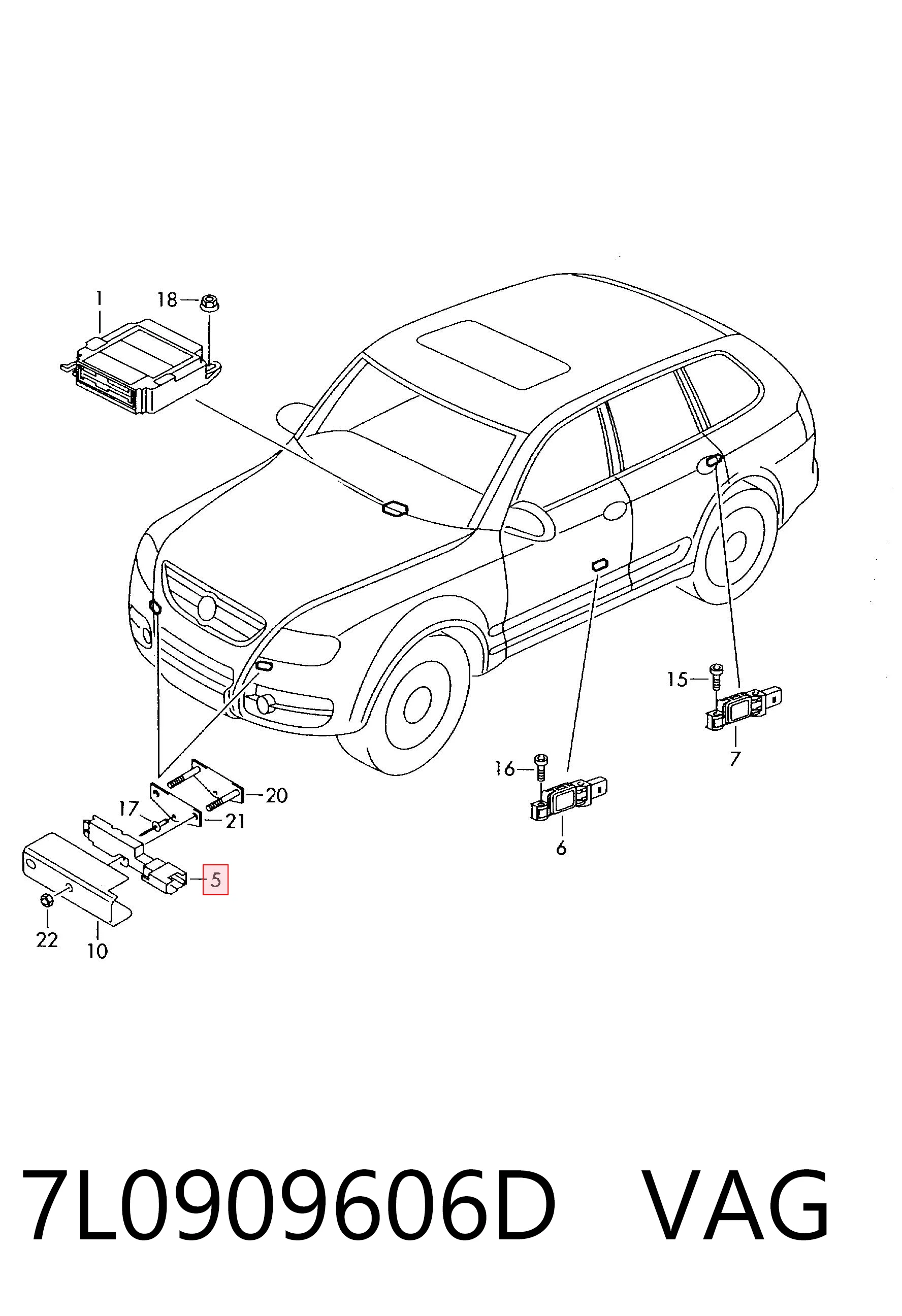 7L0909606D VAG Czujnik AIRBAG przedni