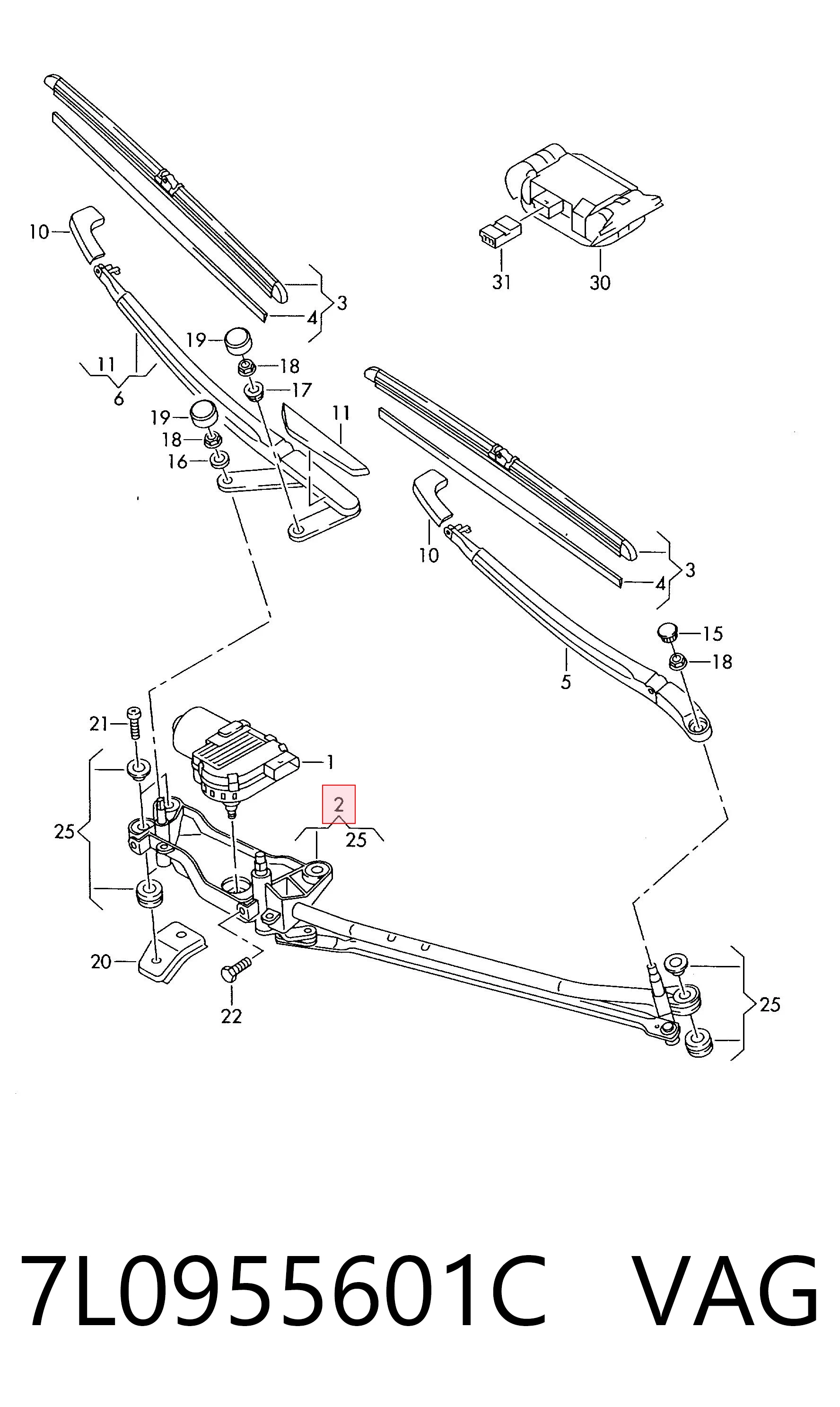 7L0955601C VAG Mechanizm wycieraczek