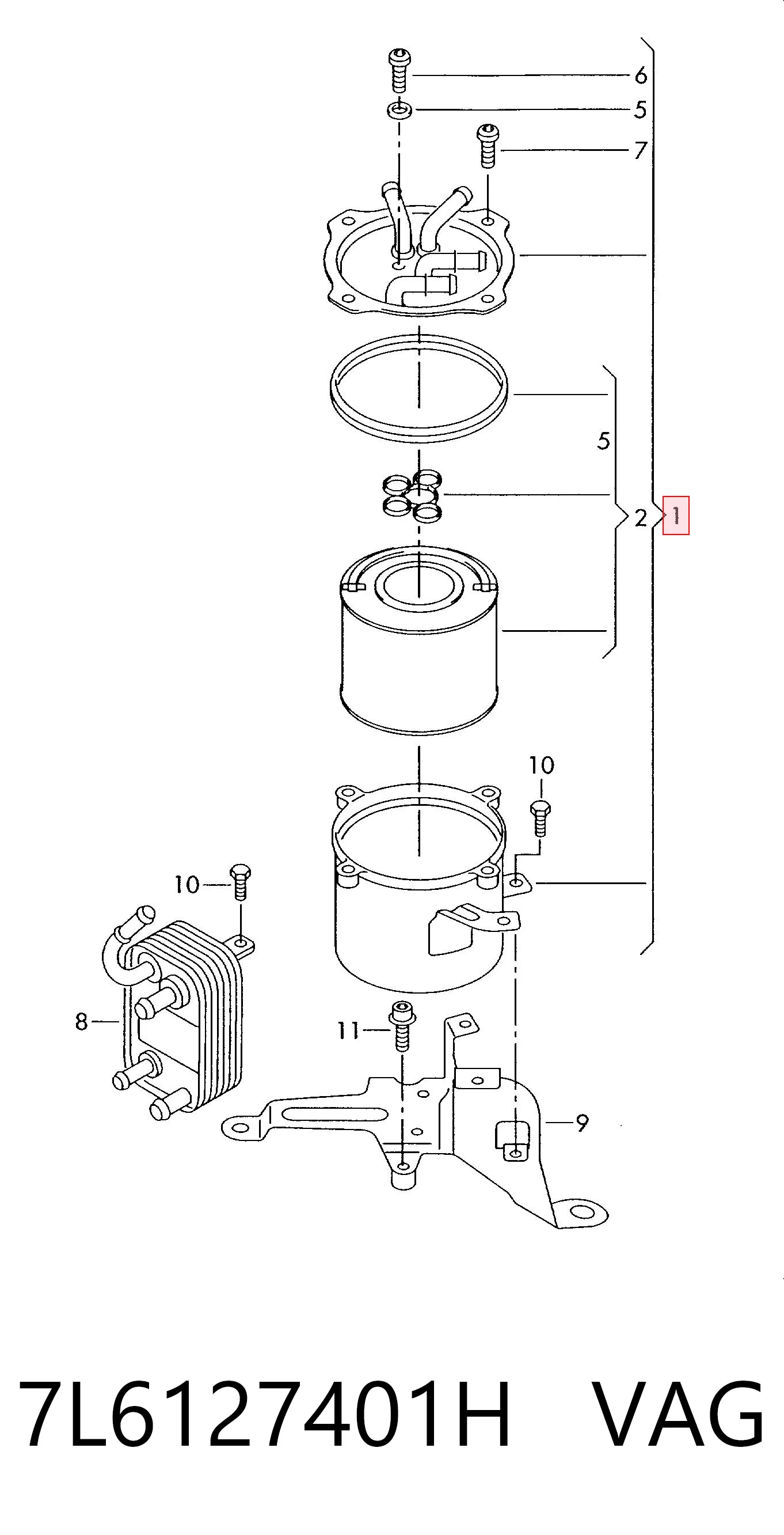 7L6127401H VAG Obudowa filtra paliwa