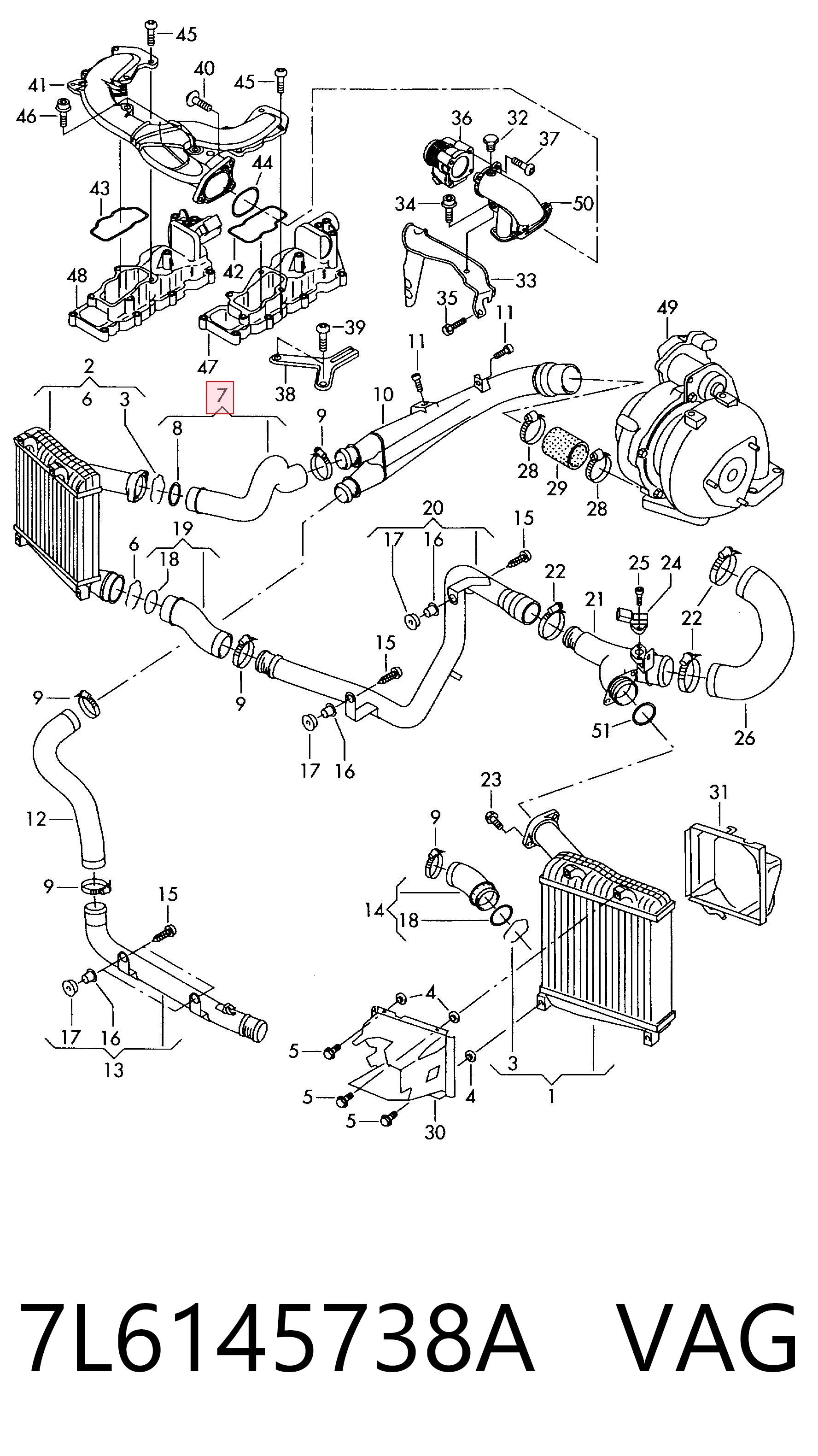 7L6145738A VAG Przewód (króciec) intercoolera