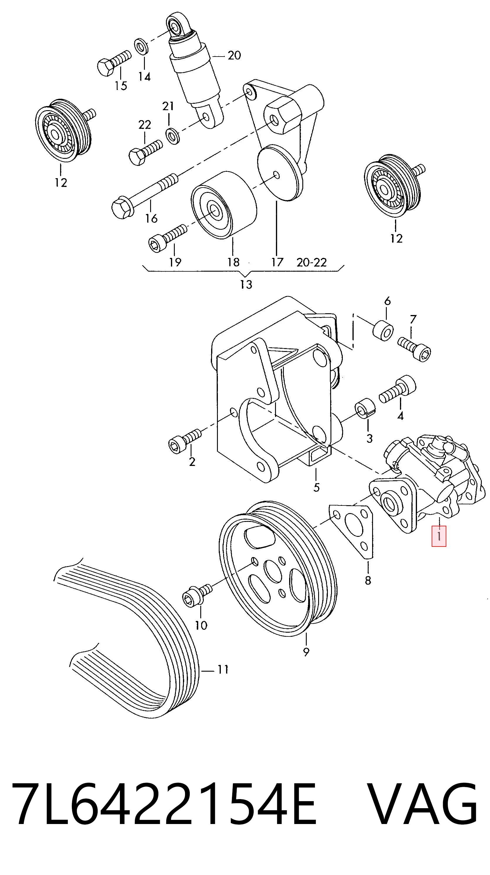 7L6422154E VAG Pompa wspomagania hydraulicznego kierownicy