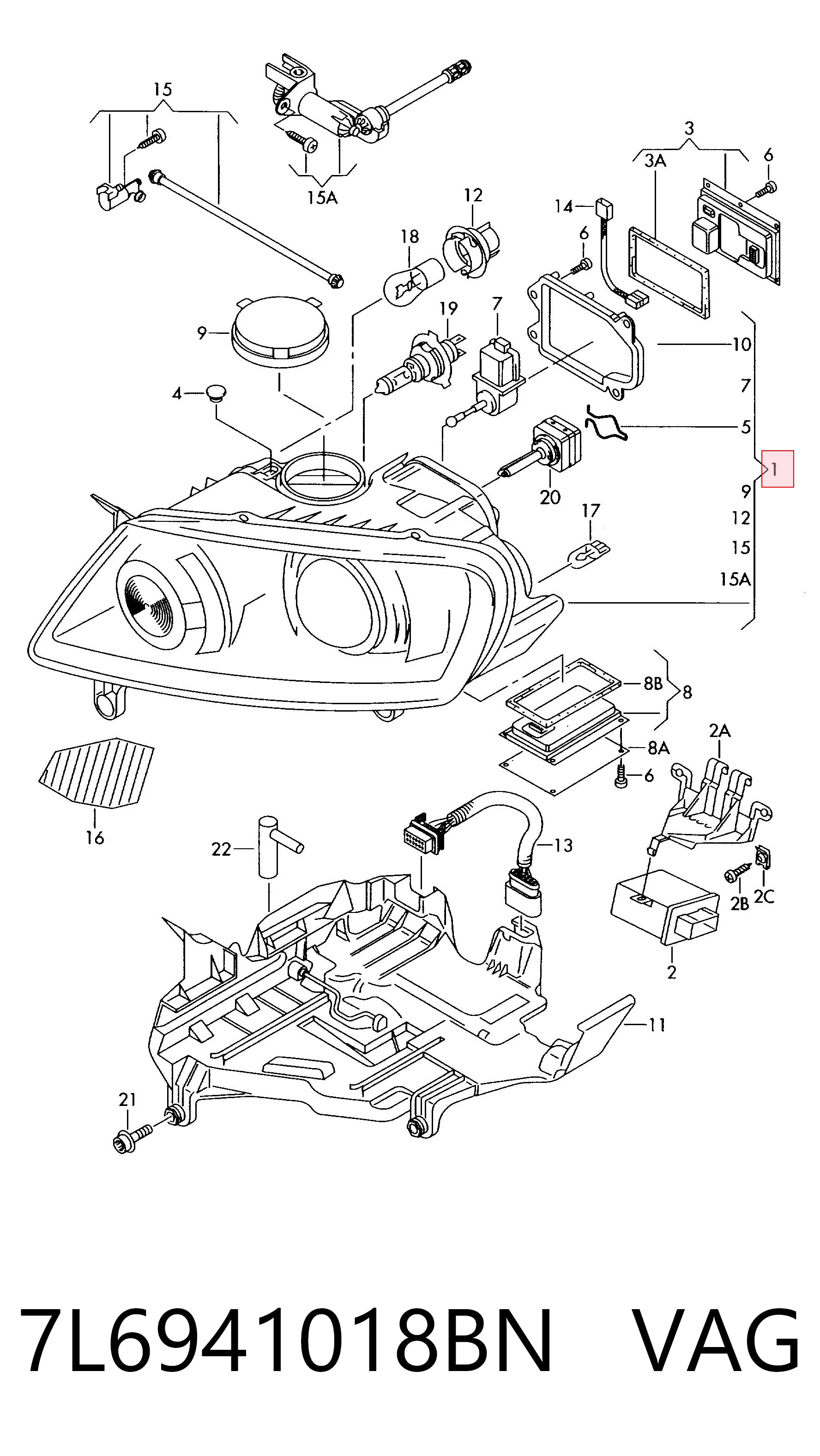 7L6941018BN VAG Reflektor prawy