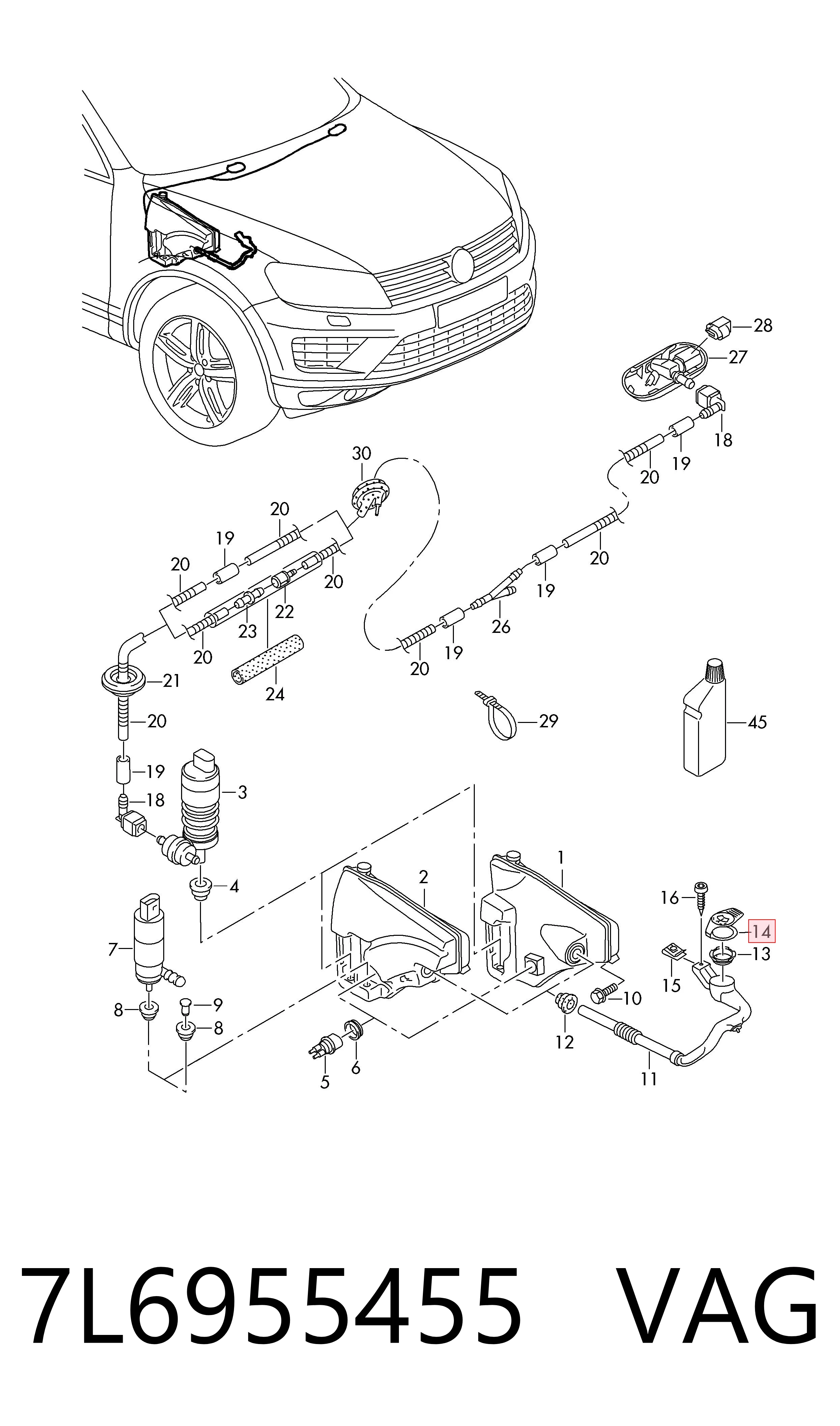 Korek zbiornika spryskiwacza do Volkswagen Touareg II 7P5, 7P6