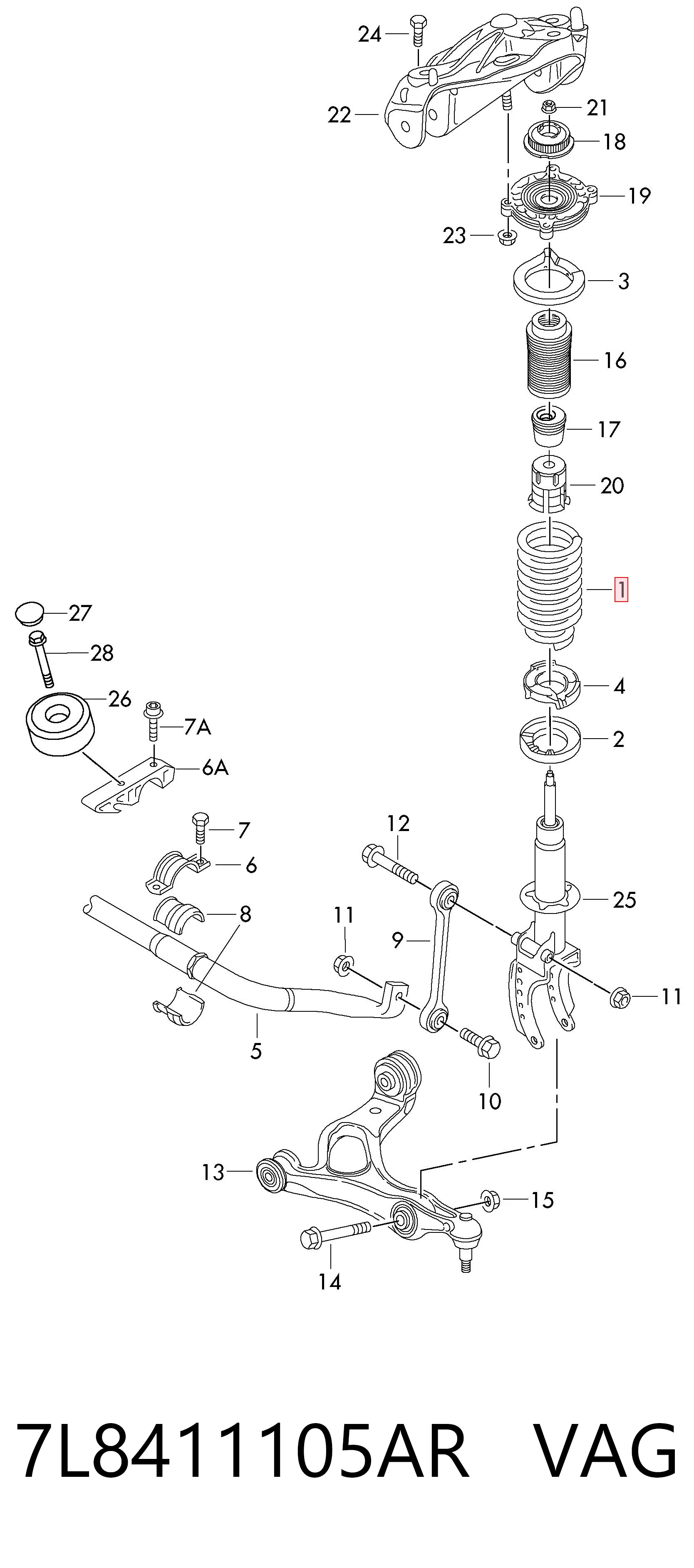 7L8411105AR VAG Sprężyna przednia