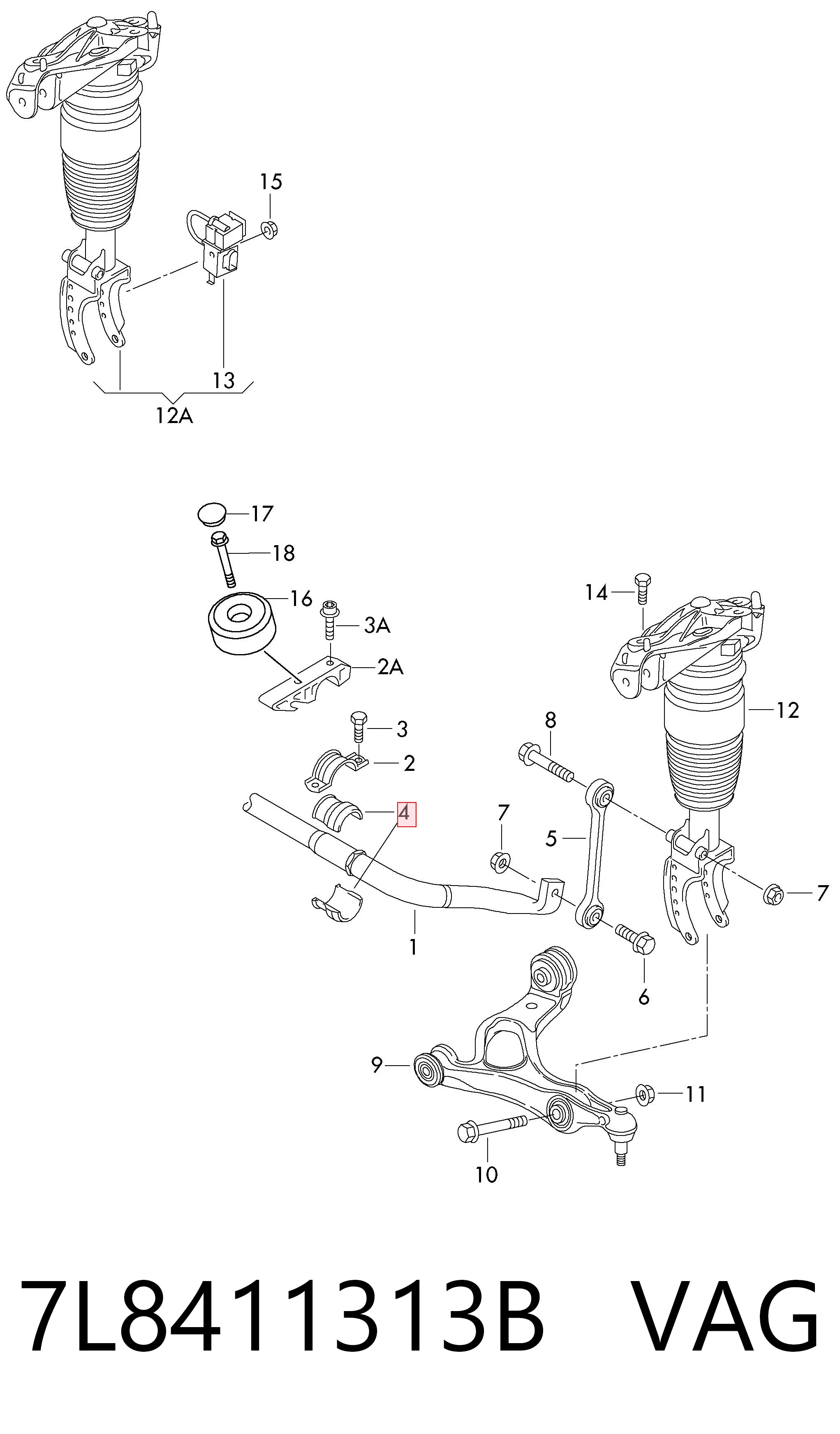 7L8411313B VAG Tuleja stabilizatora przedniego