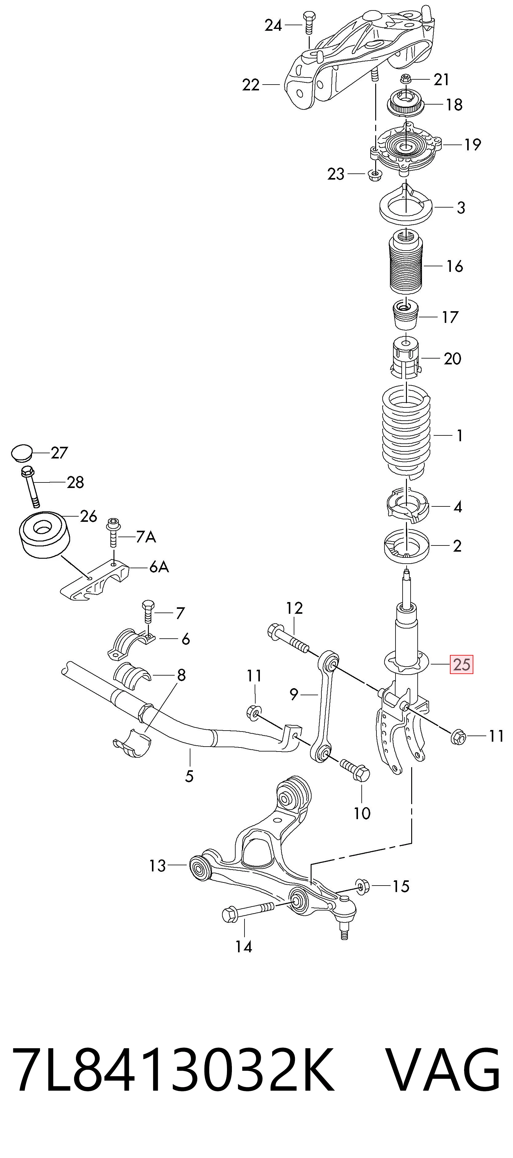 7L8413032K VAG Amortyzator przedni prawy