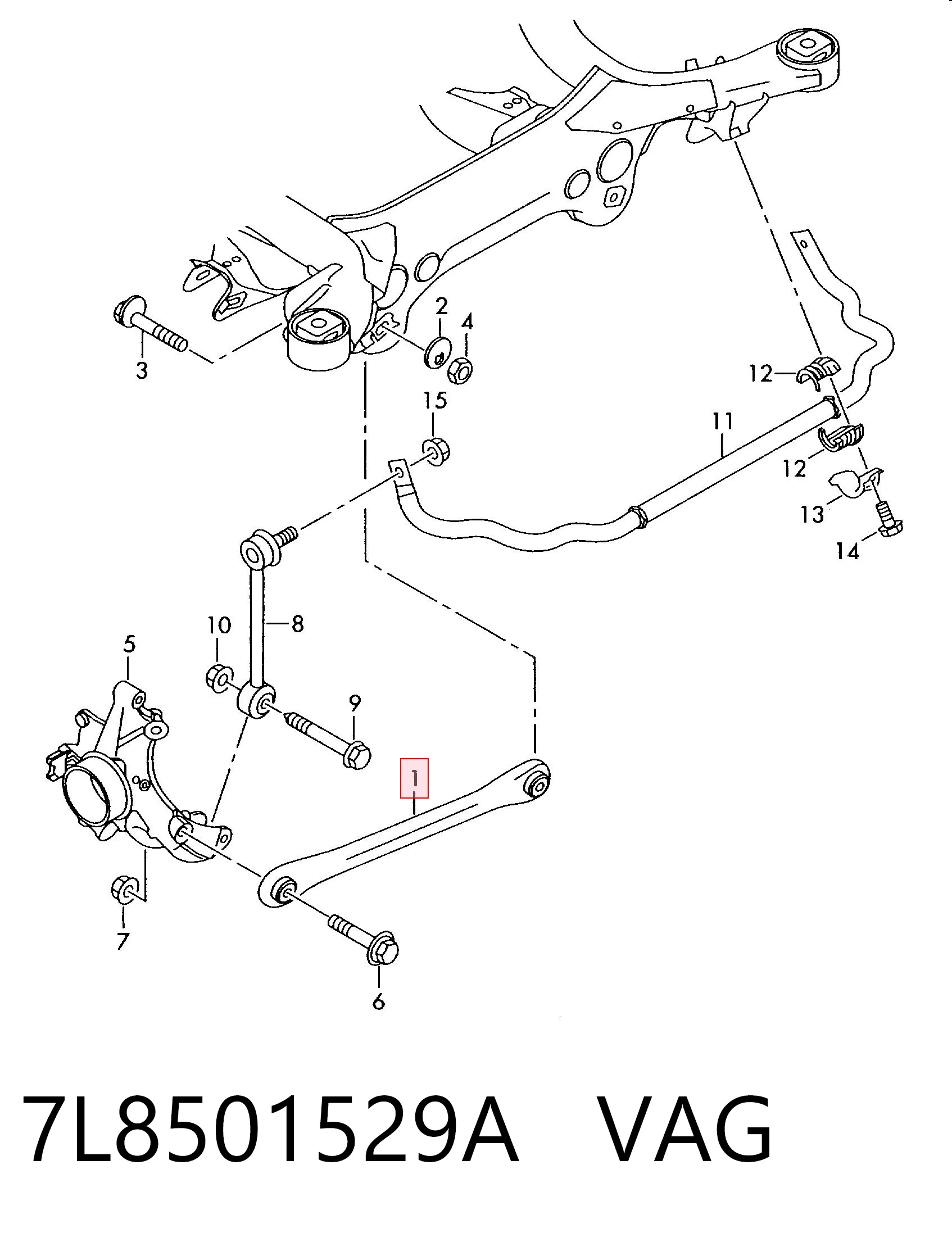 7L8501529A VAG Drążek poprzeczny zawieszenia tylnego