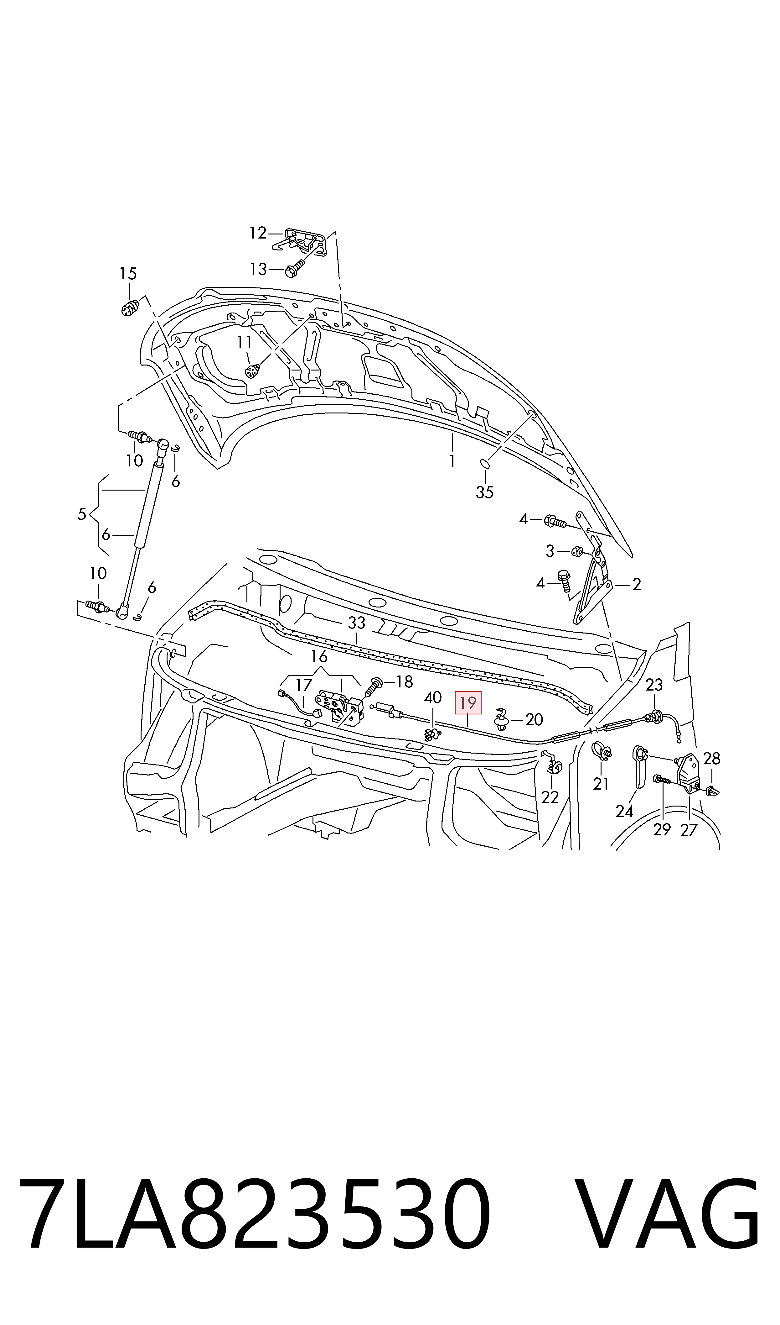 Linka otwierania maski VAG 7LA823530 cena, od 24,05 USD