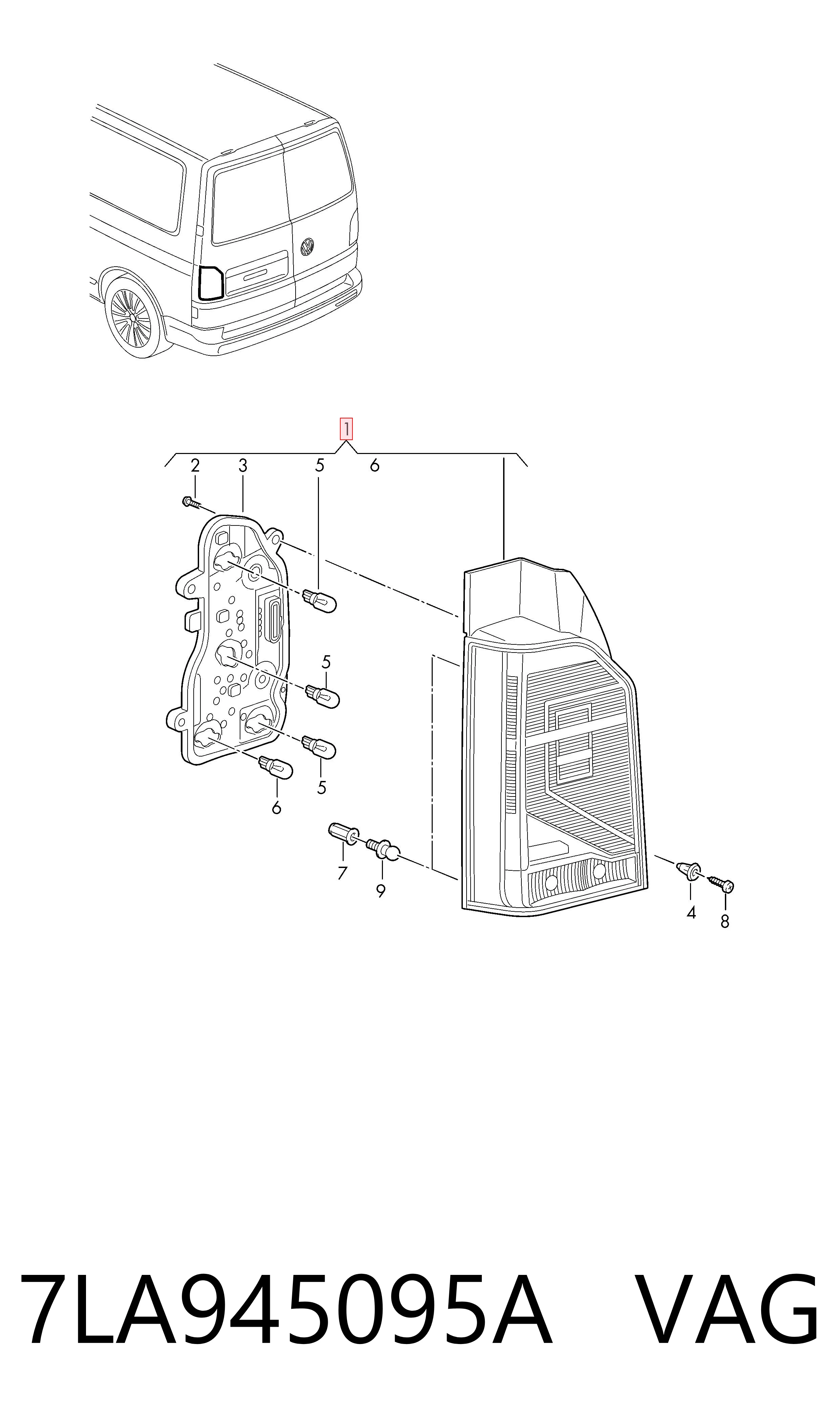 7LA945095A VAG Lampa zespolona tylna lewa