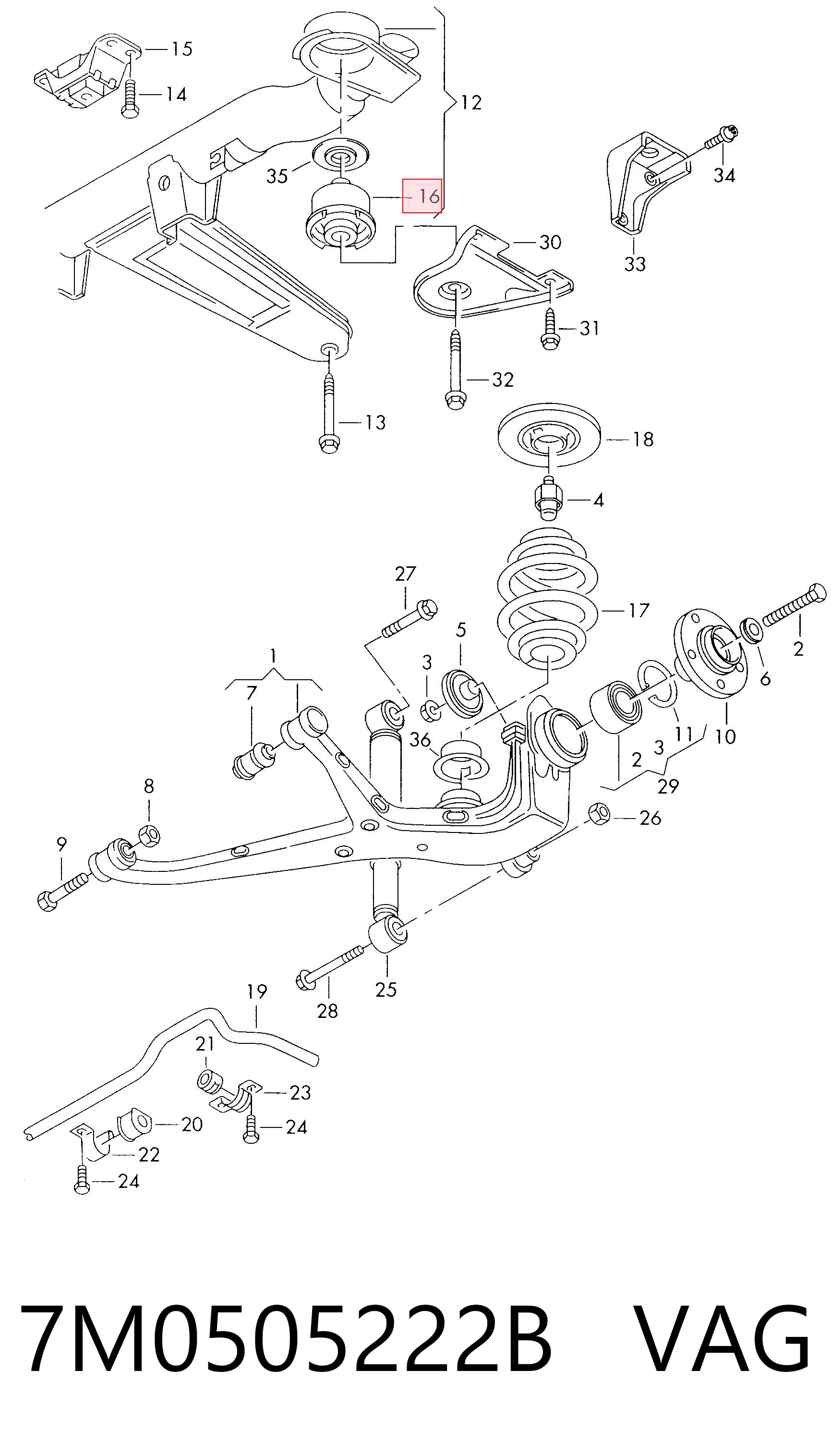 Silentblock tylnej belki Volkswagen Sharan I minivan (7M8, 7M9, 7M6) (1995 - 2010) cena, od 45,40 USD