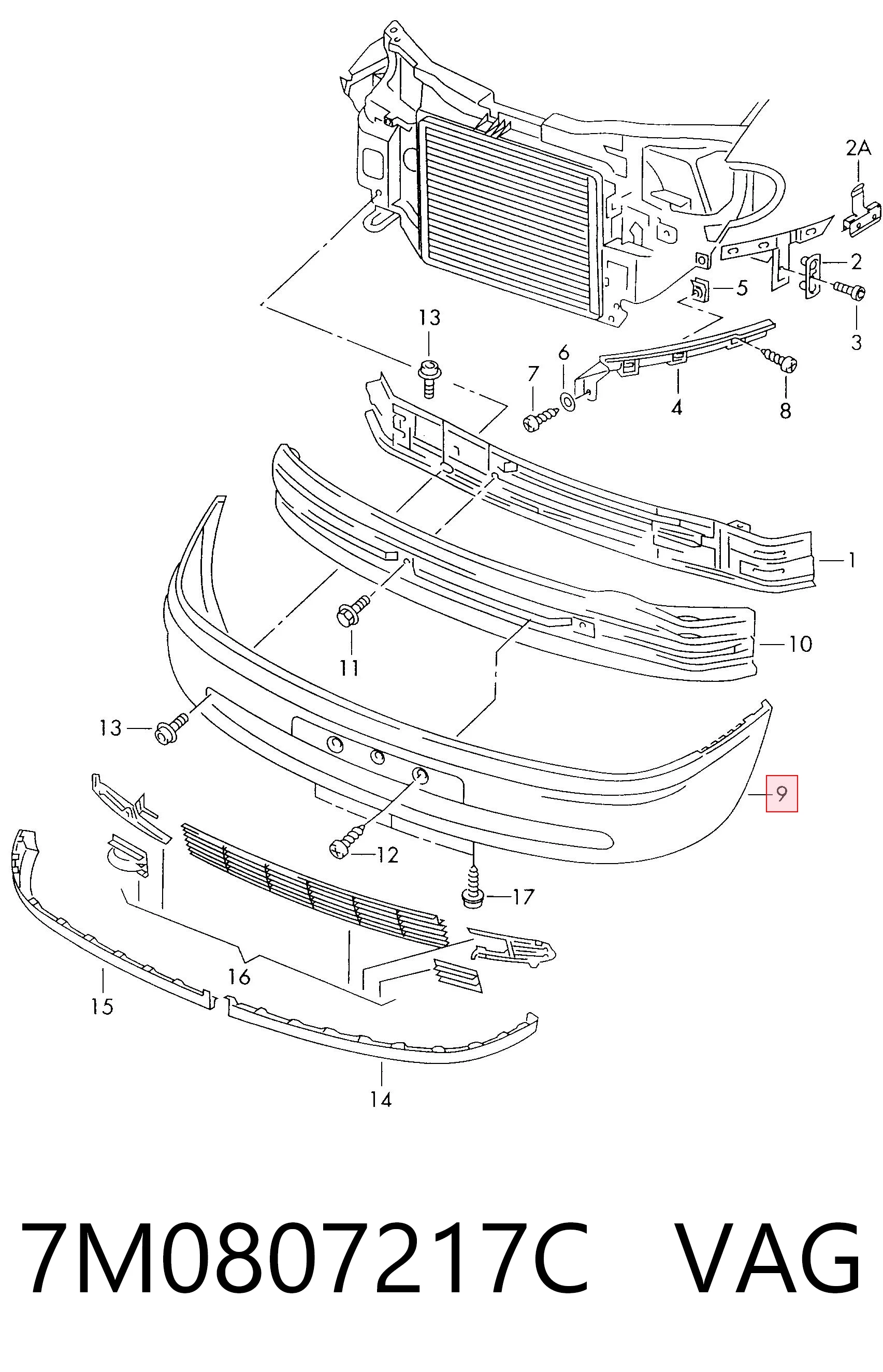 Zderzak przedni Seat Alhambra minivan (7V8, 7V9) (1996 - 2010) cena, od 56,16 USD