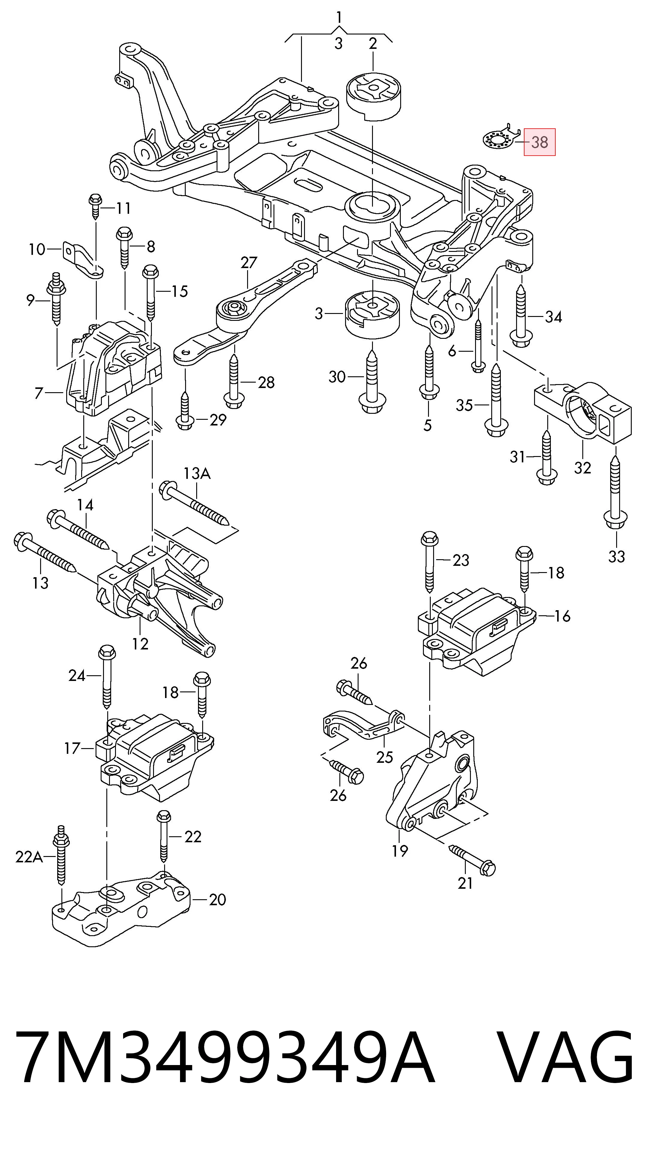7M3499349A VAG Korpus osi przedniej