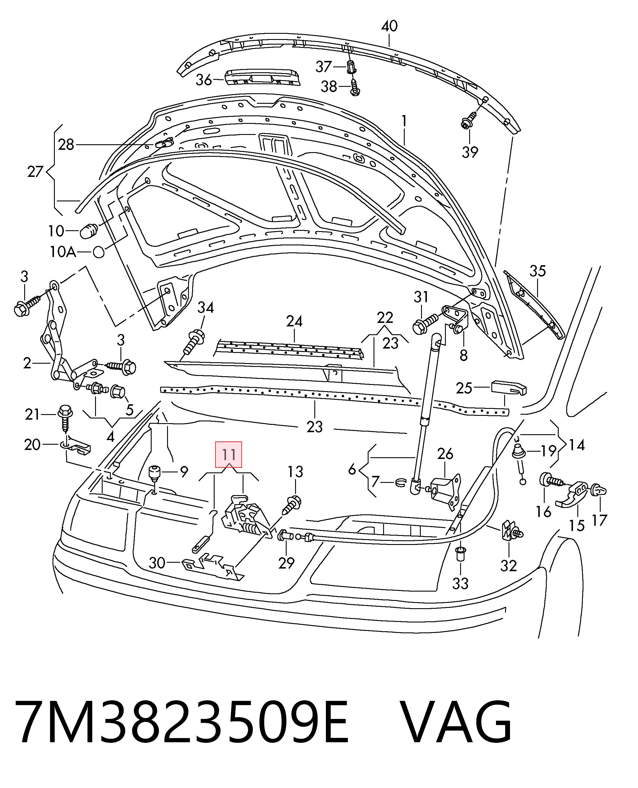 Zamek maski Volkswagen Sharan I minivan (7M8, 7M9, 7M6) (1995 - 2010) cena, od 39,73 USD