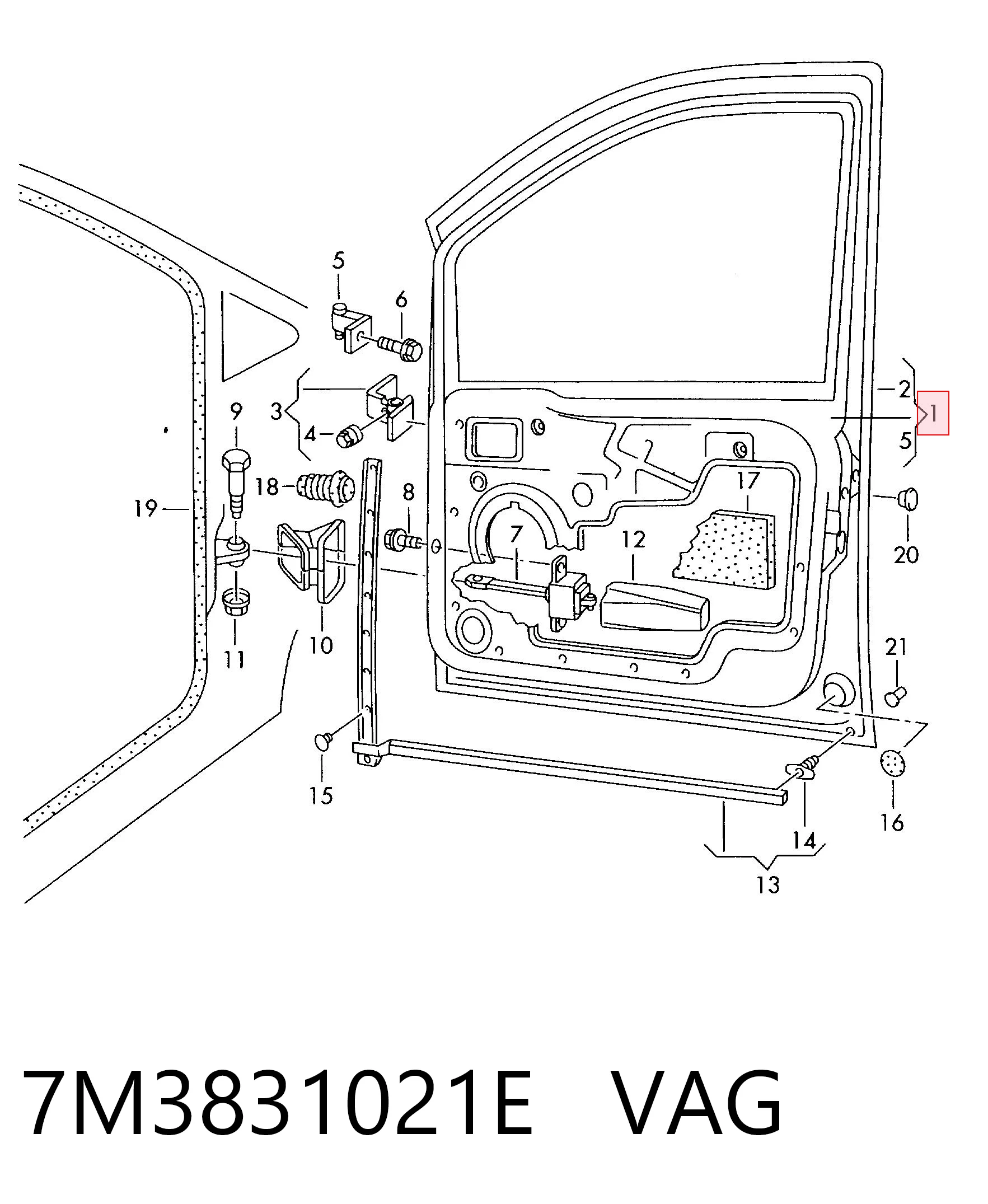 Drzwi przednie lewe Seat Alhambra minivan (7V8, 7V9) (1996 - 2010) cena, od 189,46 USD