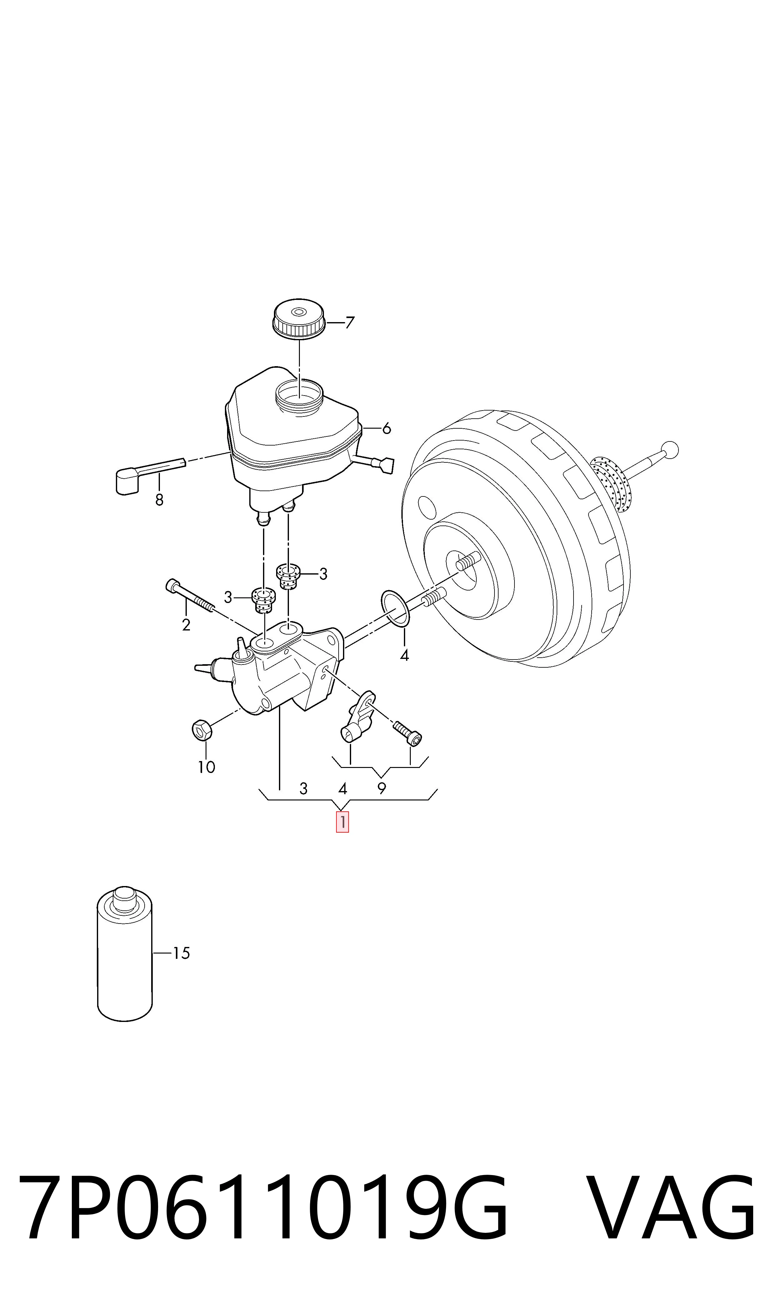 Główny cylinder hamulców do Volkswagen Touareg II 7P5, 7P6