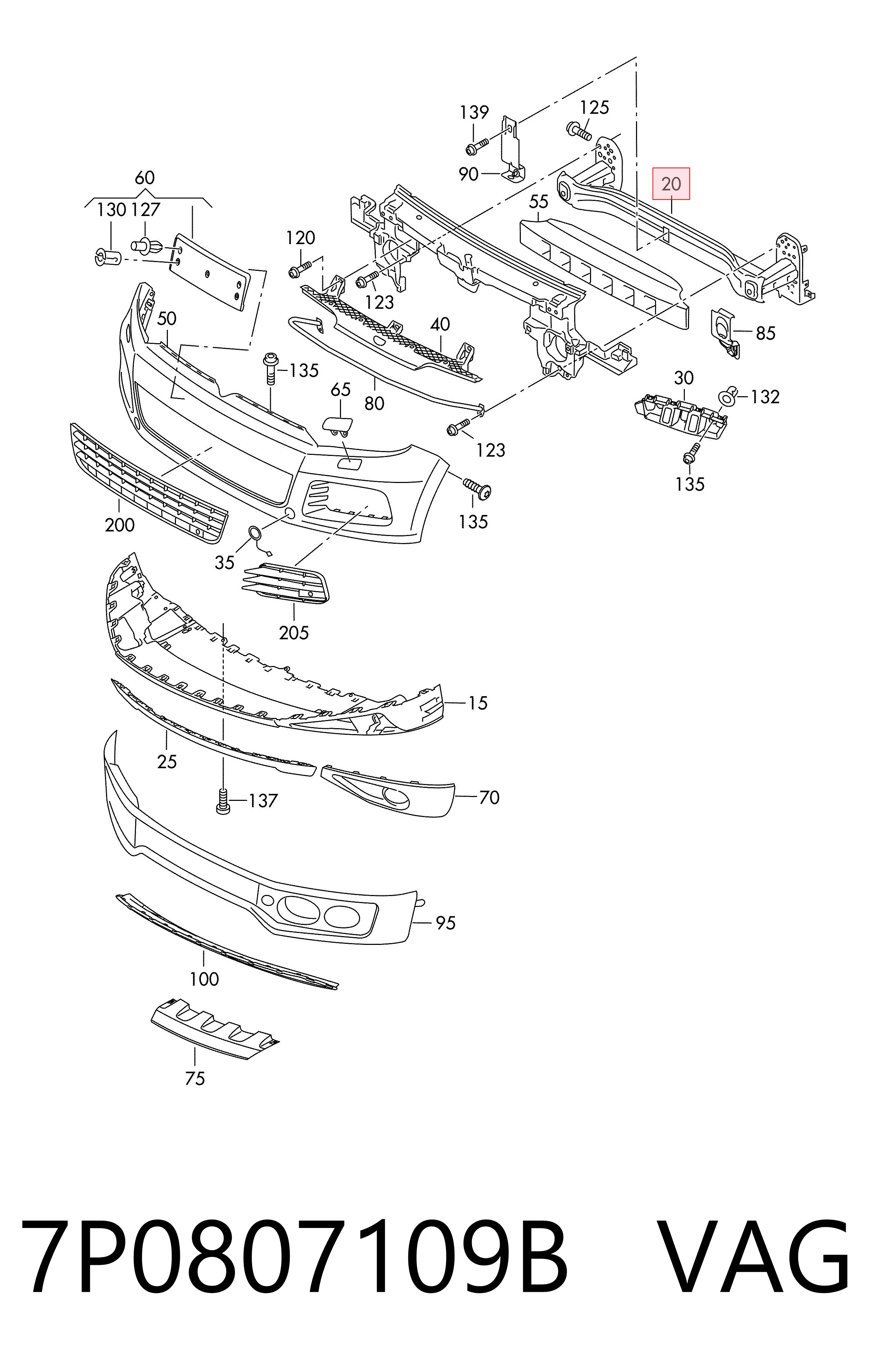 Wzmocnienie zderzaka przedniego Volkswagen Touareg II SUV (7P5, 7P6) (2010 - 2017) cena, od 140,61 USD