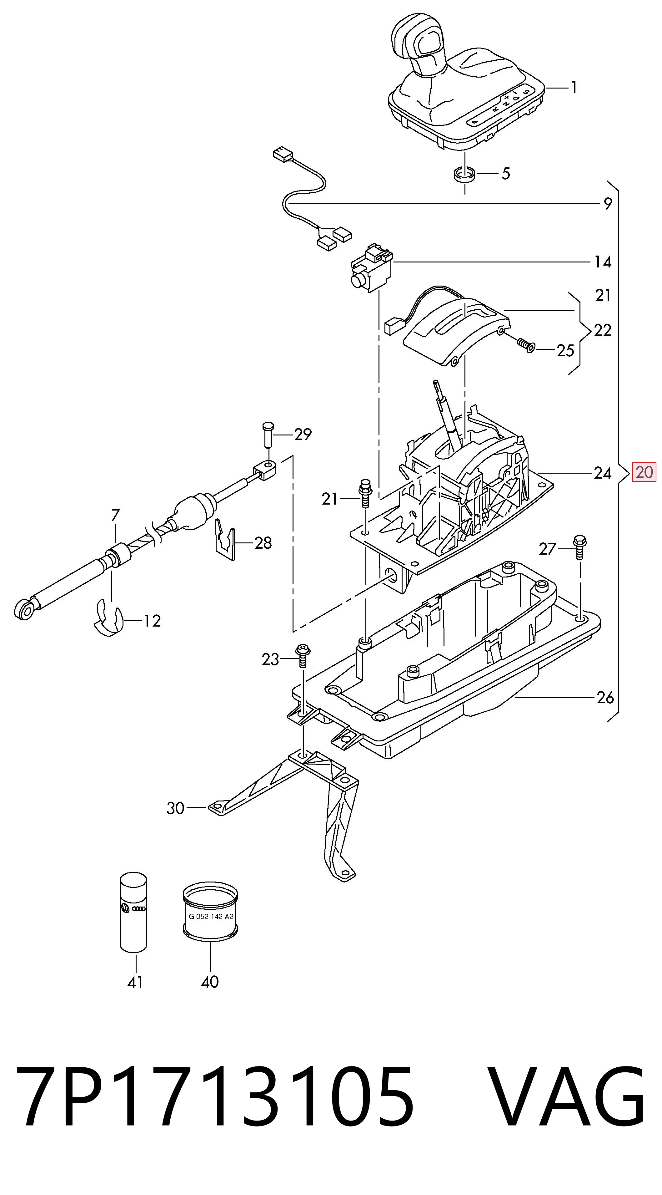 Mechanizm zmiany biegów (cięgno) do Volkswagen Touareg II 7P5, 7P6