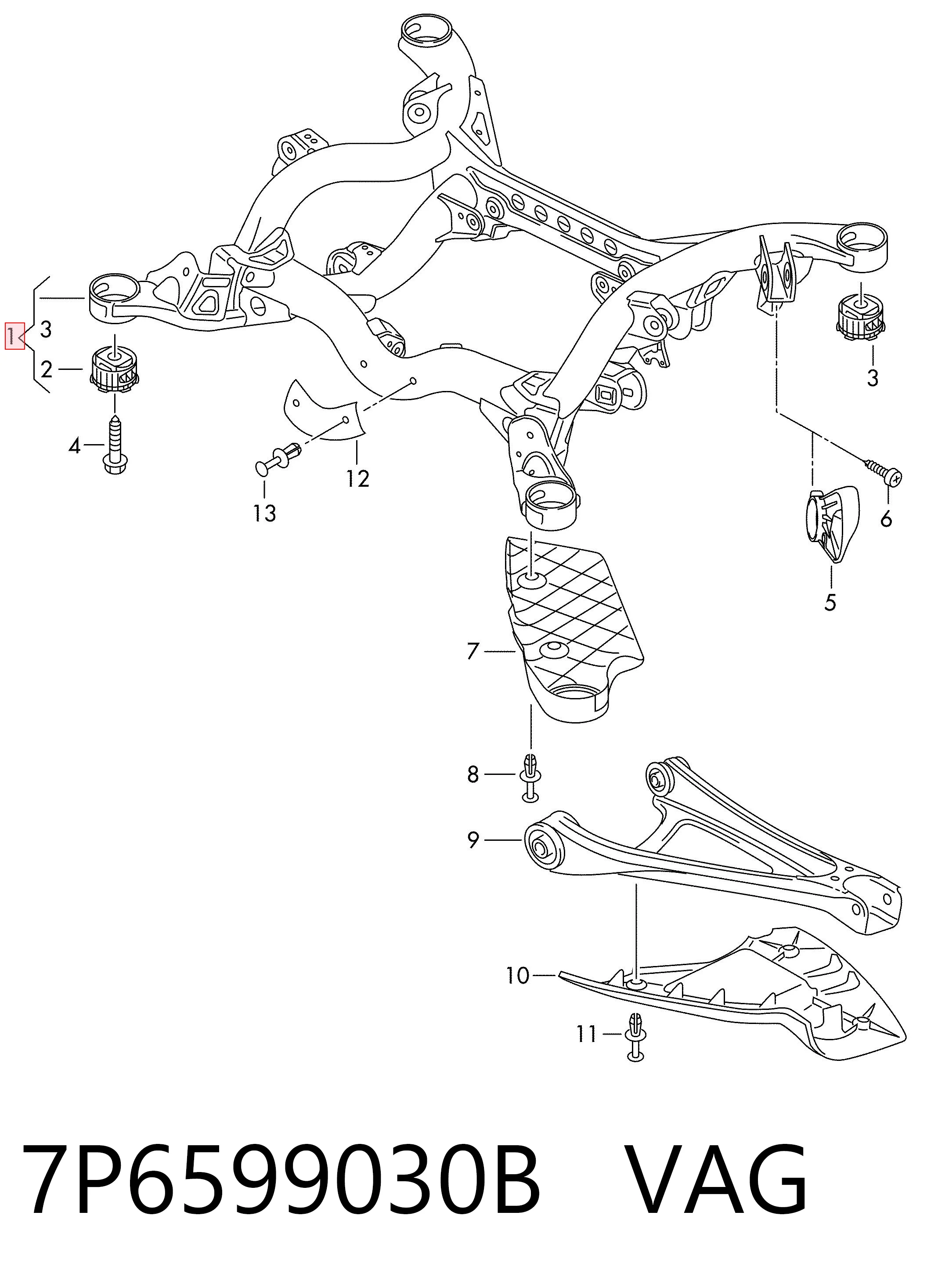 Korpus osi tylnej do Volkswagen Touareg II 7P5, 7P6