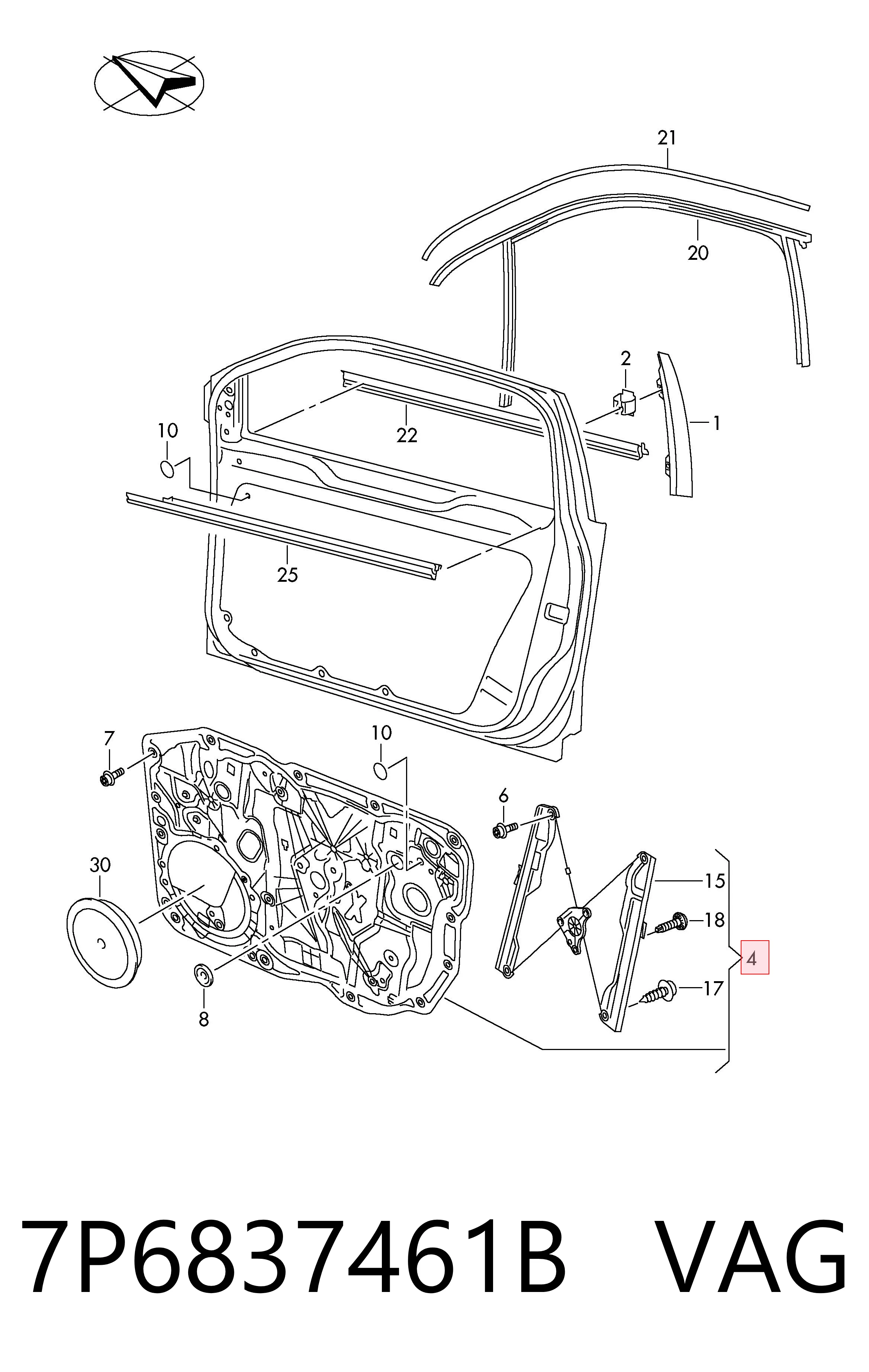 Mechanizm podnoszenia szyby drzwi przednich lewych Volkswagen Touareg II