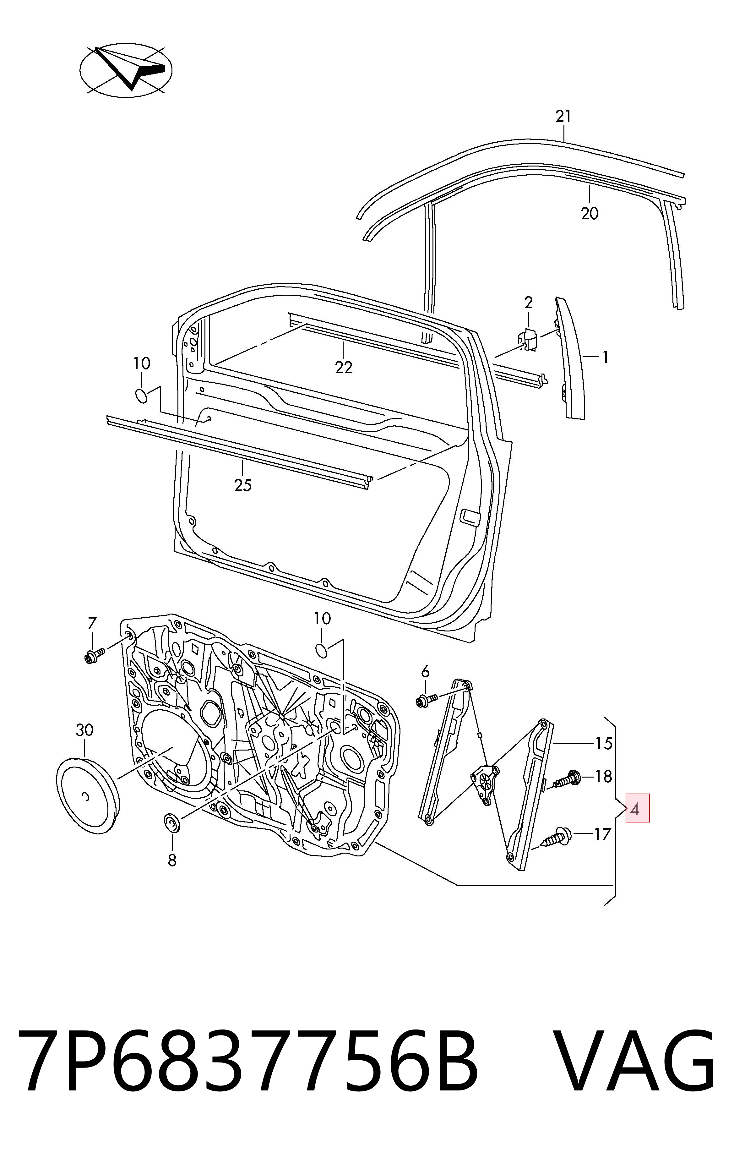 Do koszyka Mechanizm podnoszenia szyby drzwi przednich prawych Volkswagen Touareg II 7P5, 7P6