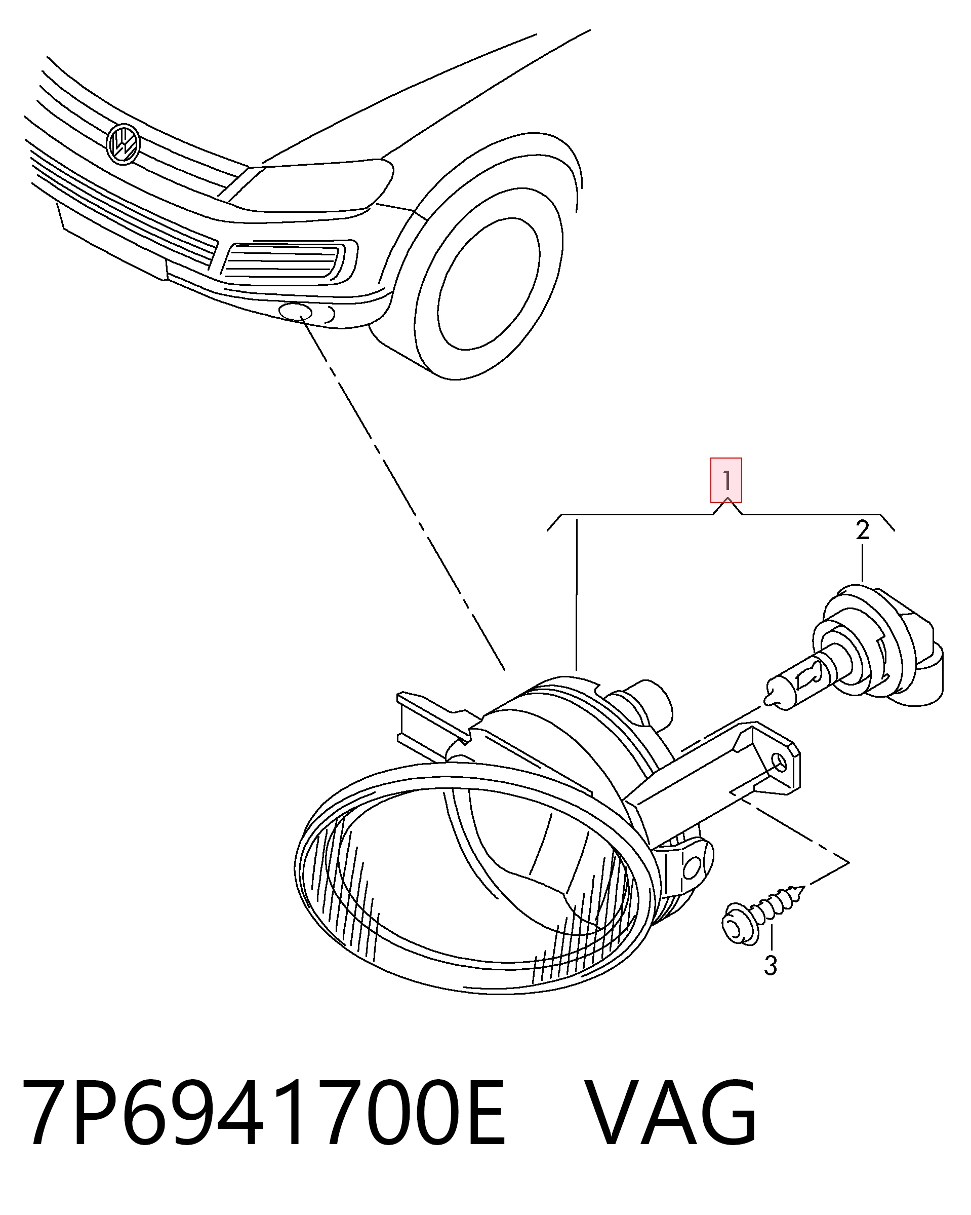 7P6941700E VAG Lampa przeciwmgielna prawa
