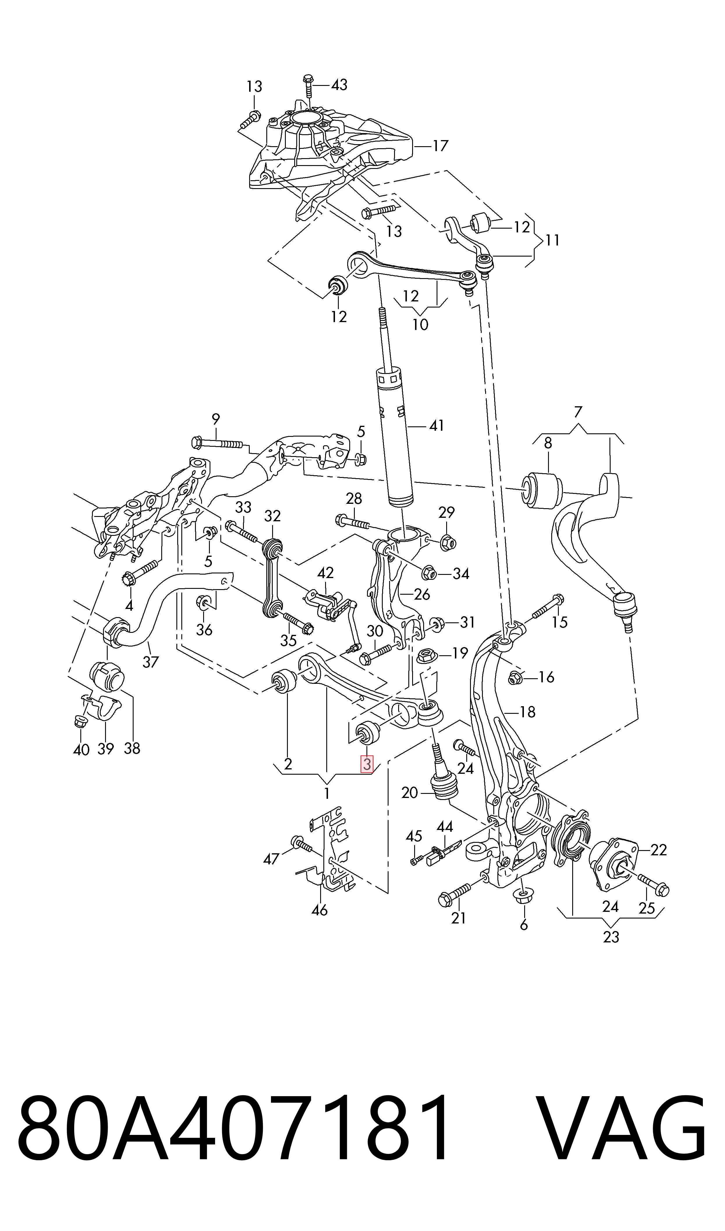 80A407181 VAG Silentblock przedniego wahacza dolnego