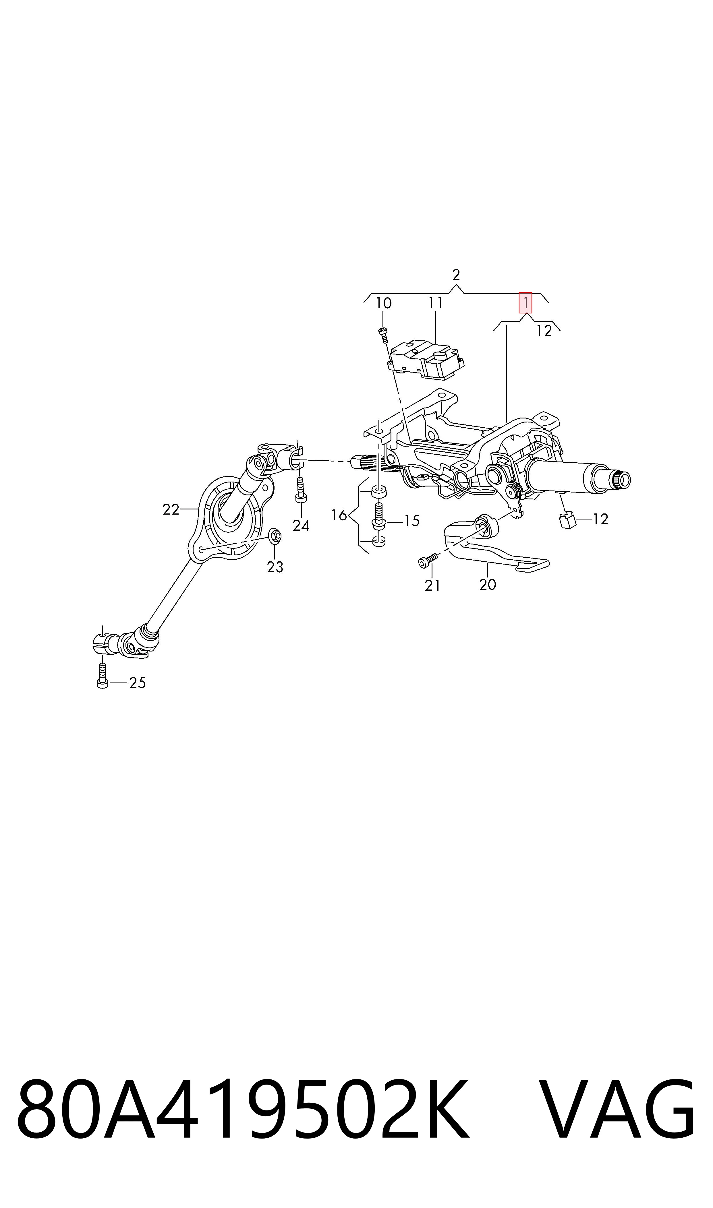 Kolumna (wał) kierownicza (kierownicy) do Audi Q5  FYB, FYG