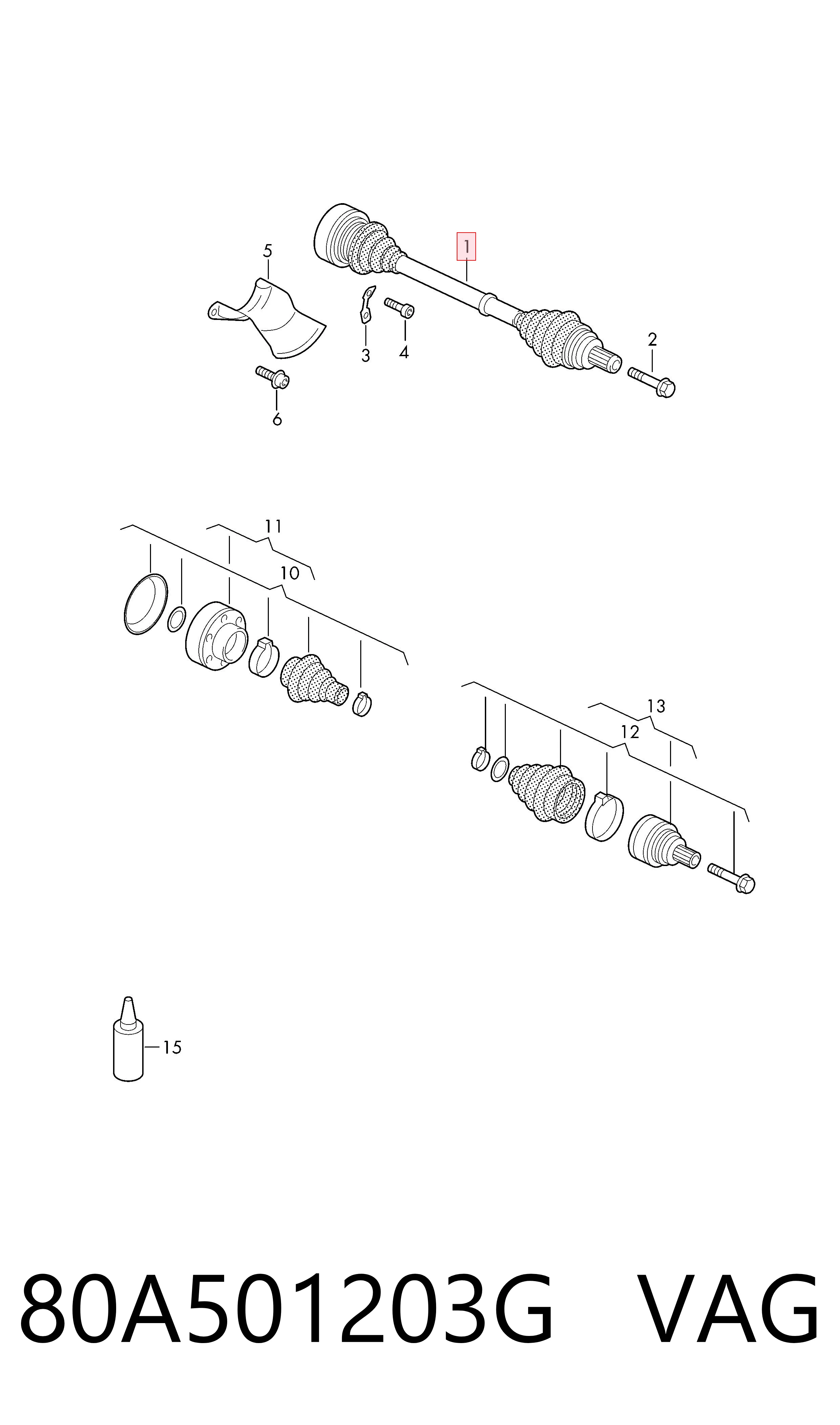 80A501203G VAG Półoś tylna lewa