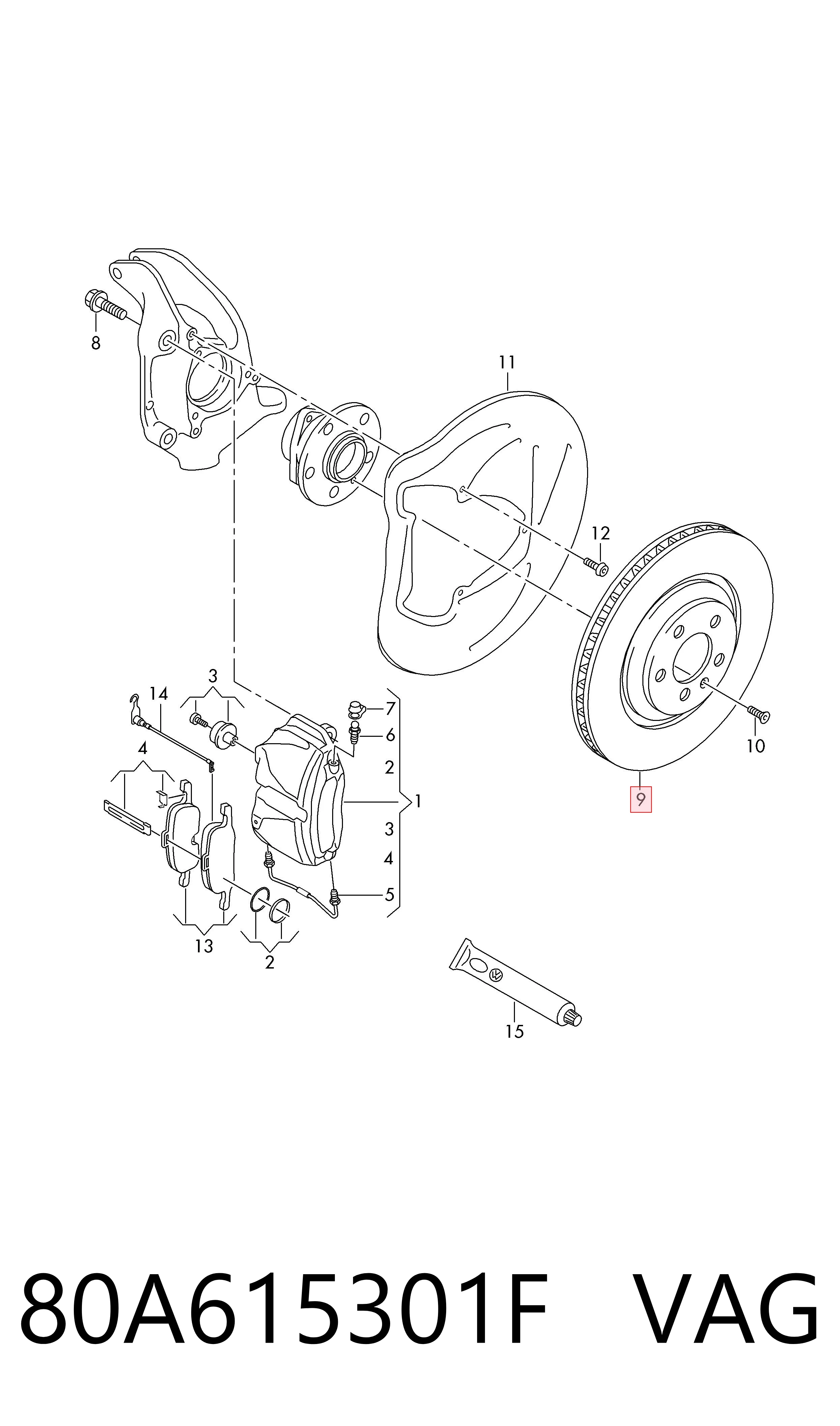 80A615301F VAG Tarcza hamulcowa przednia