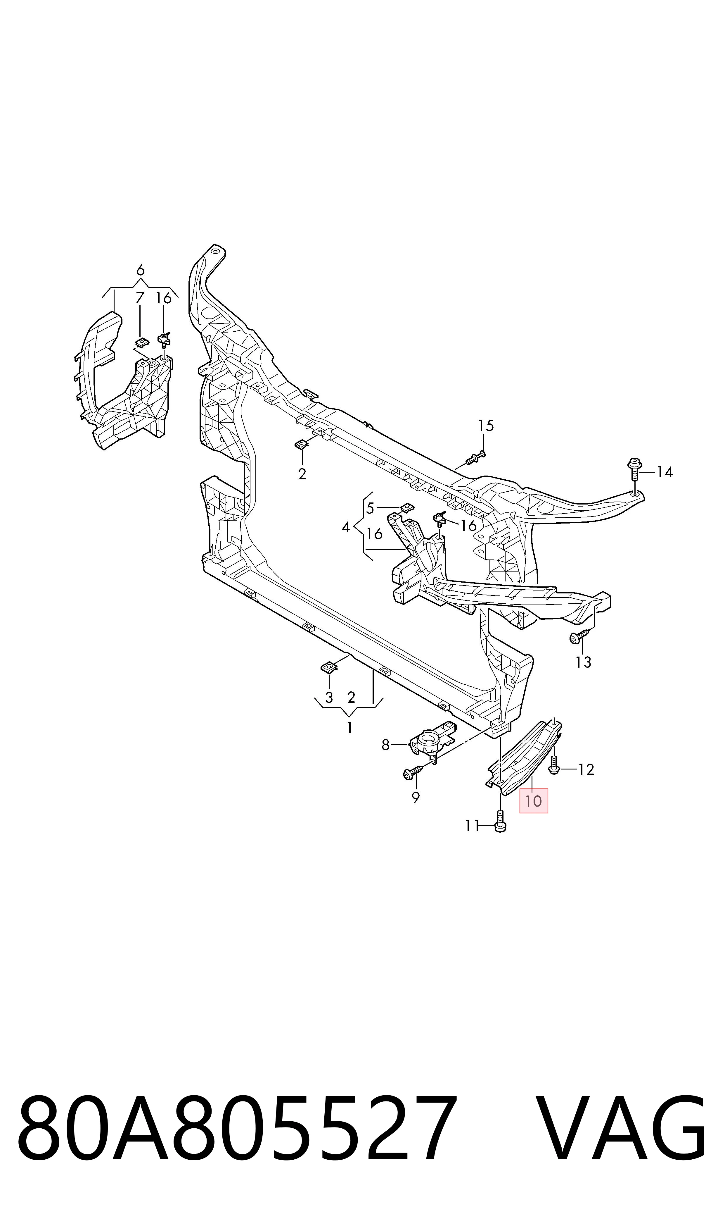 Dolny wspornik zacisku chłodnicy VAG 80A805527 cena, od 26,28 USD