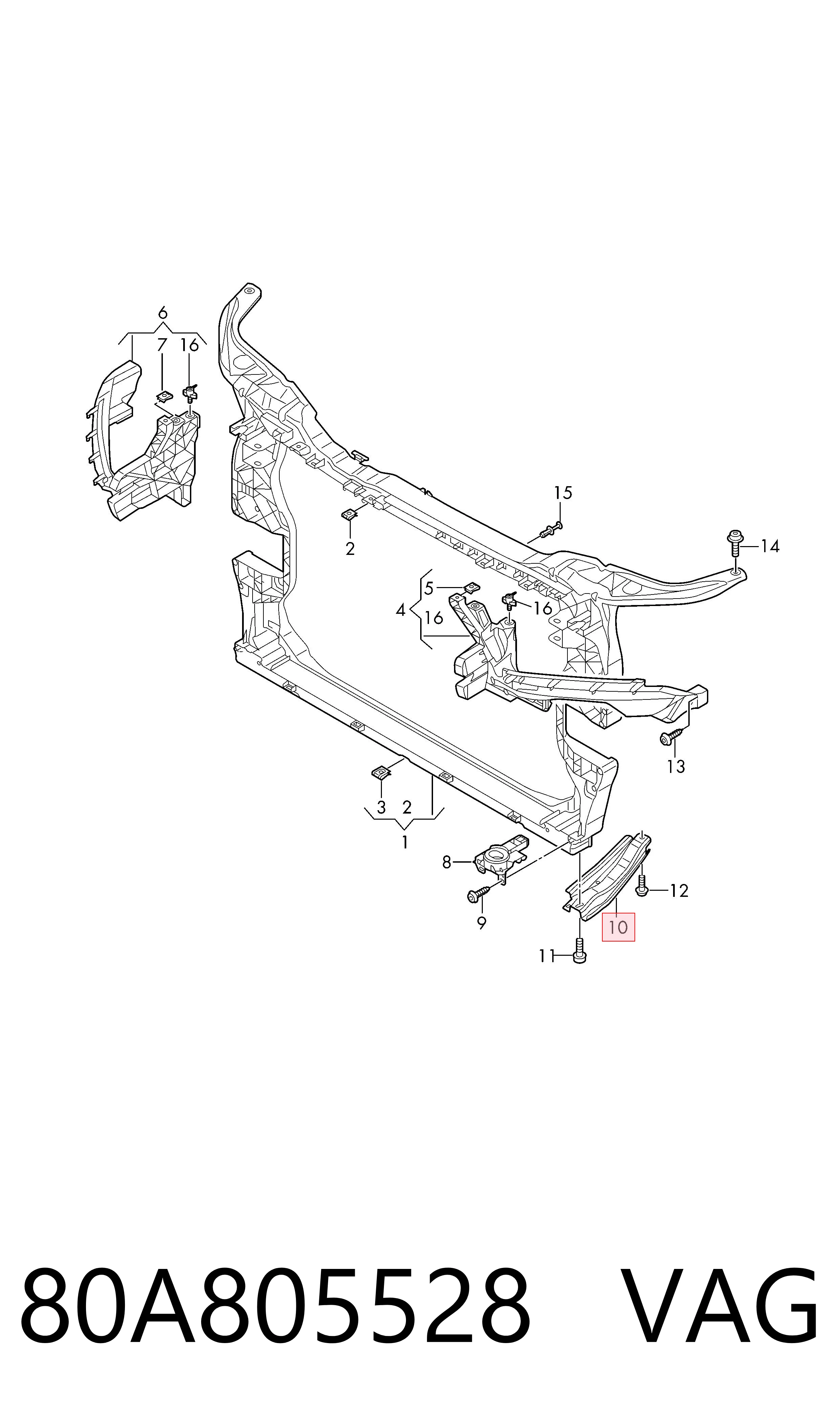 Dolny wspornik zacisku chłodnicy VAG 80A805528 cena, od 26,01 USD