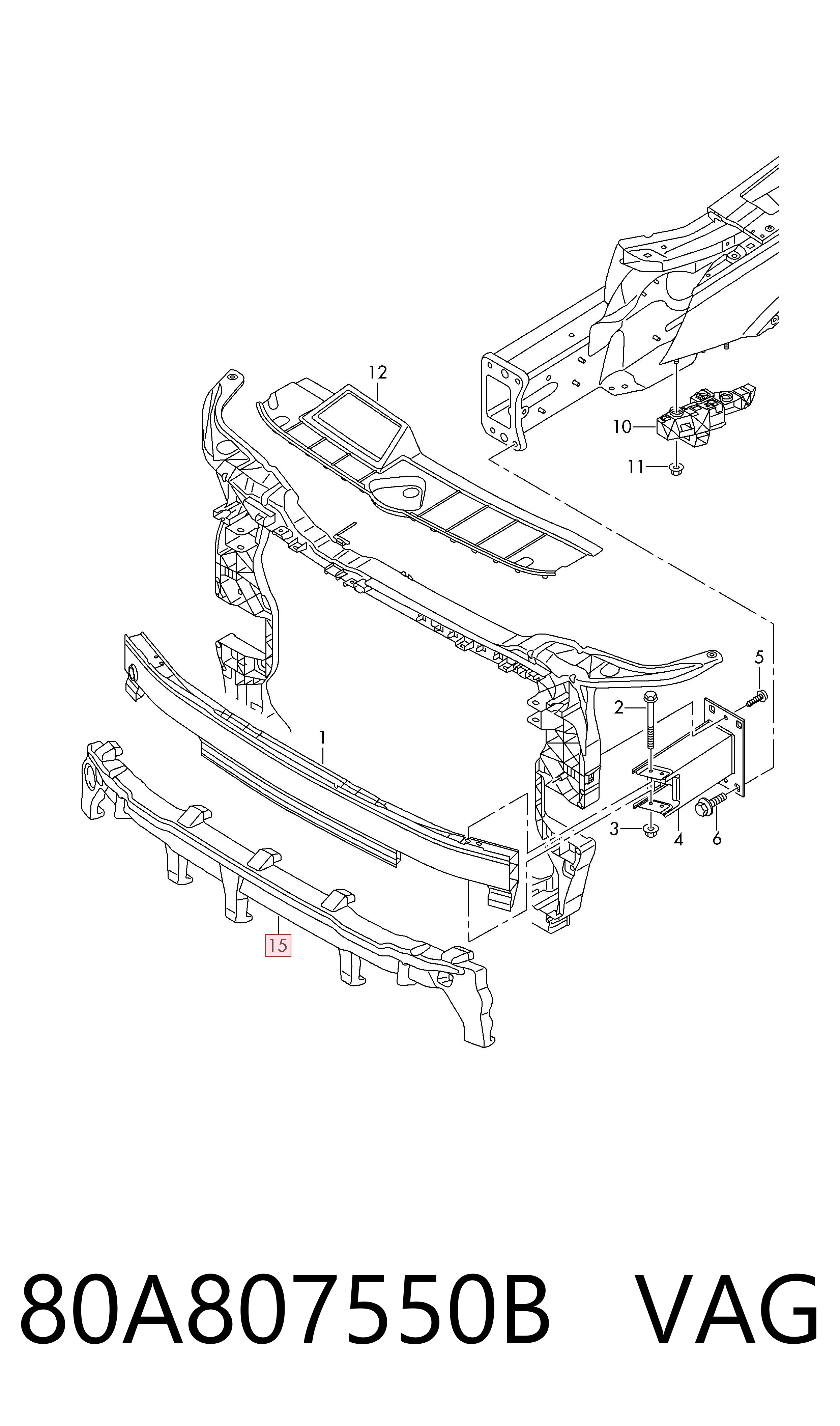 80A807550B VAG Absorber (wypełniacz) zderzaka przedniego