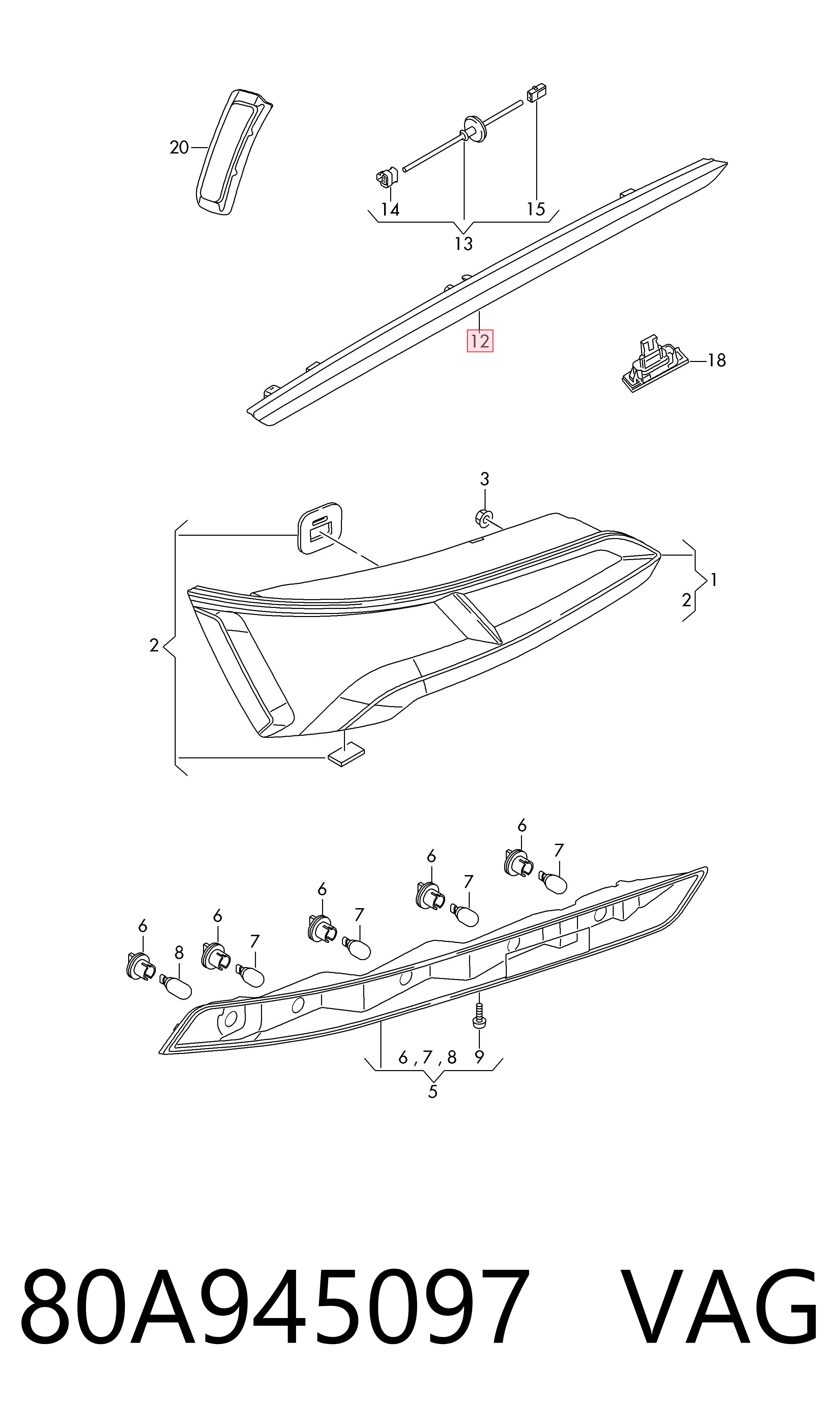 Lampa stop tylna dodatkowa do Audi Q5  FYB, FYG