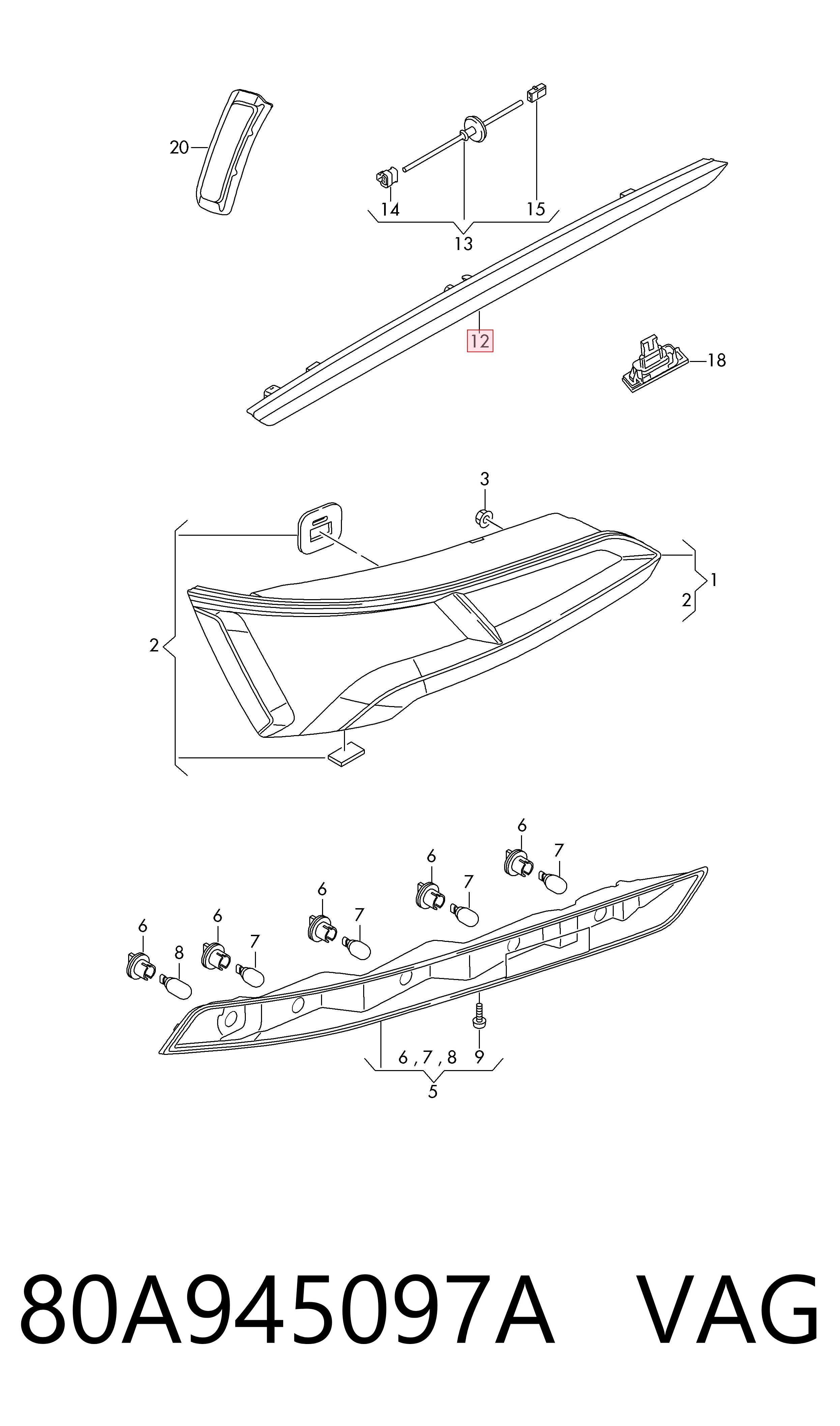  Lampa stop tylna dodatkowa Audi Q5 