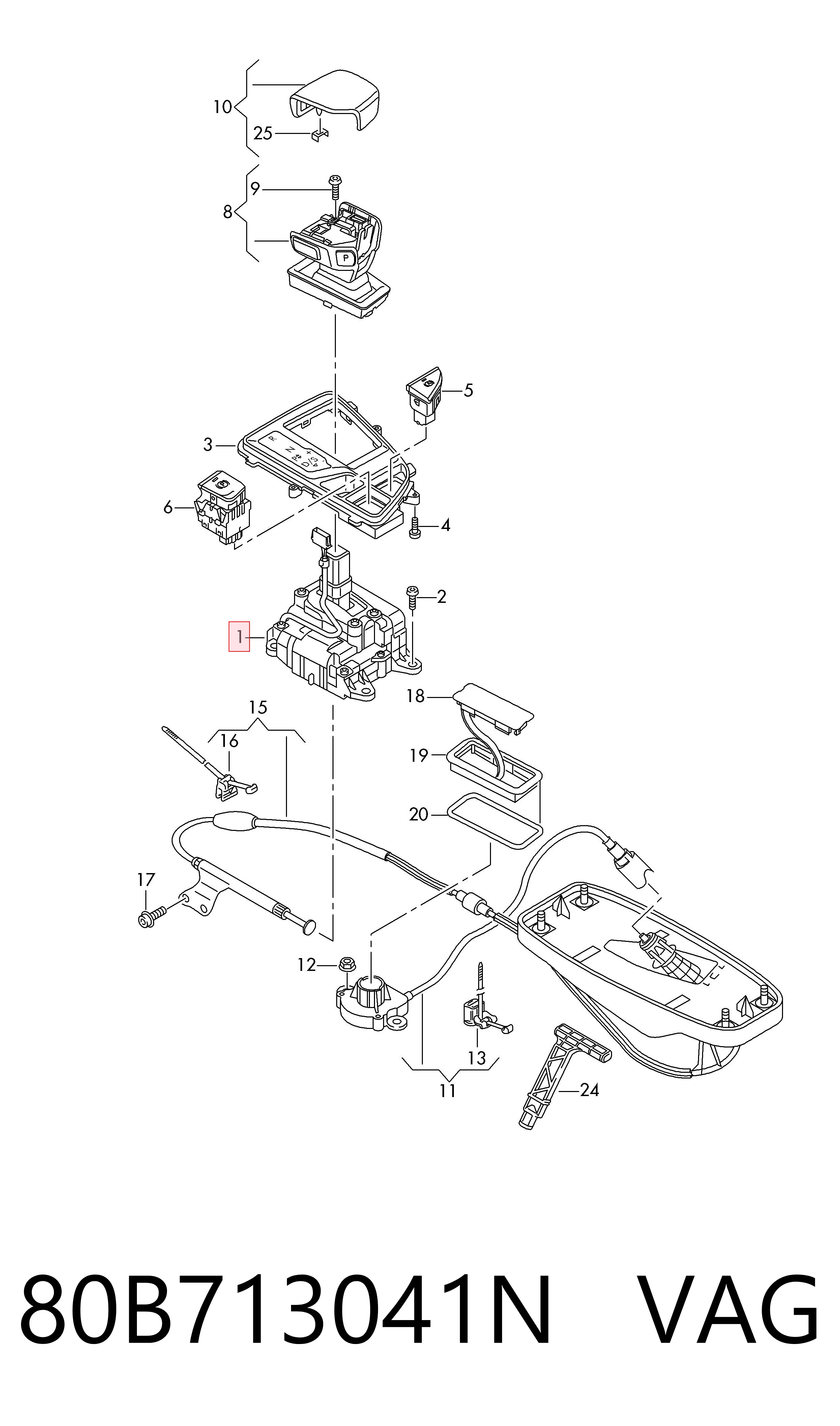 Do koszyka Mechanizm zmiany biegów (cięgno) Audi Q5  FYB, FYG