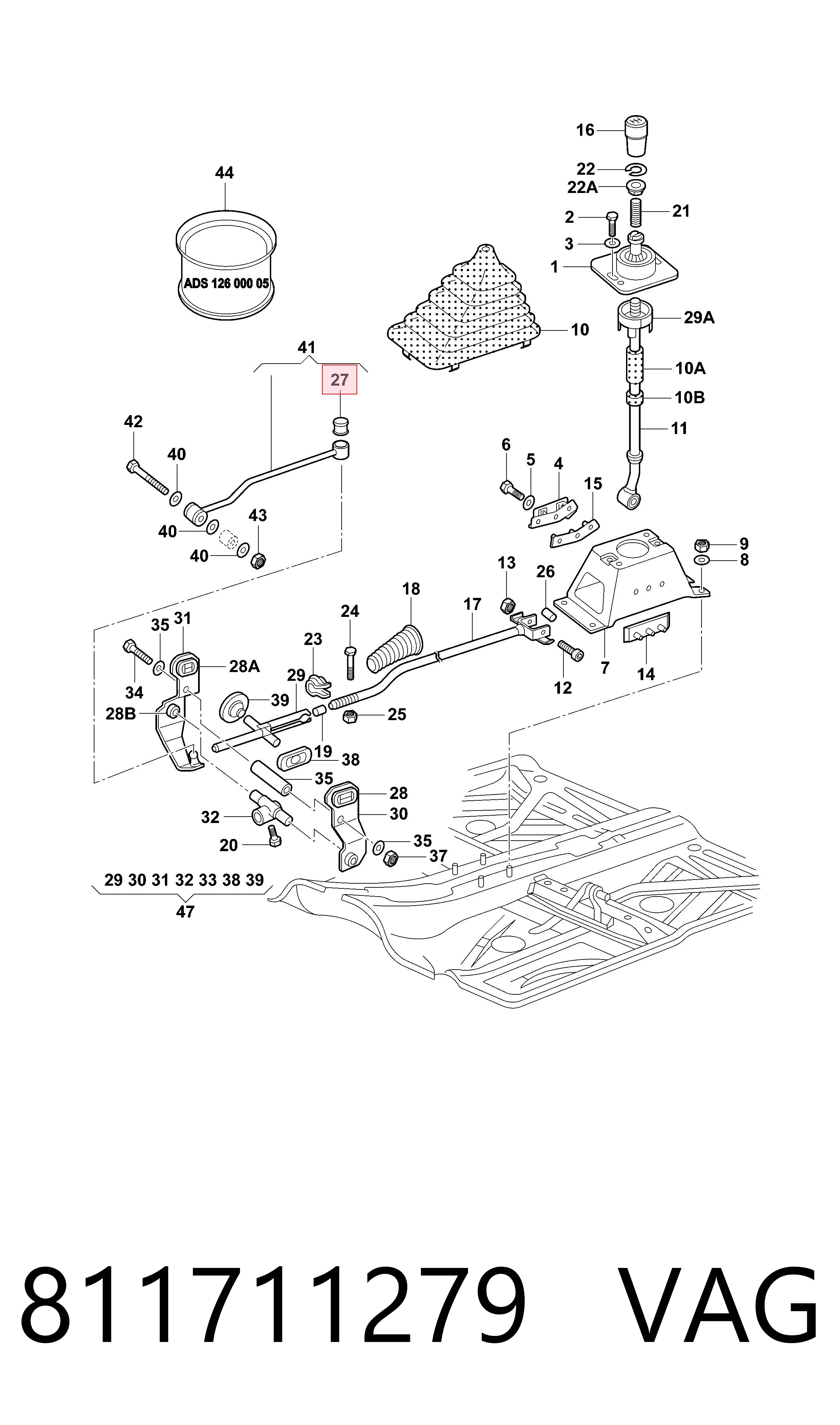 811711279 VAG Tuleja mechanizmu zmiany biegów