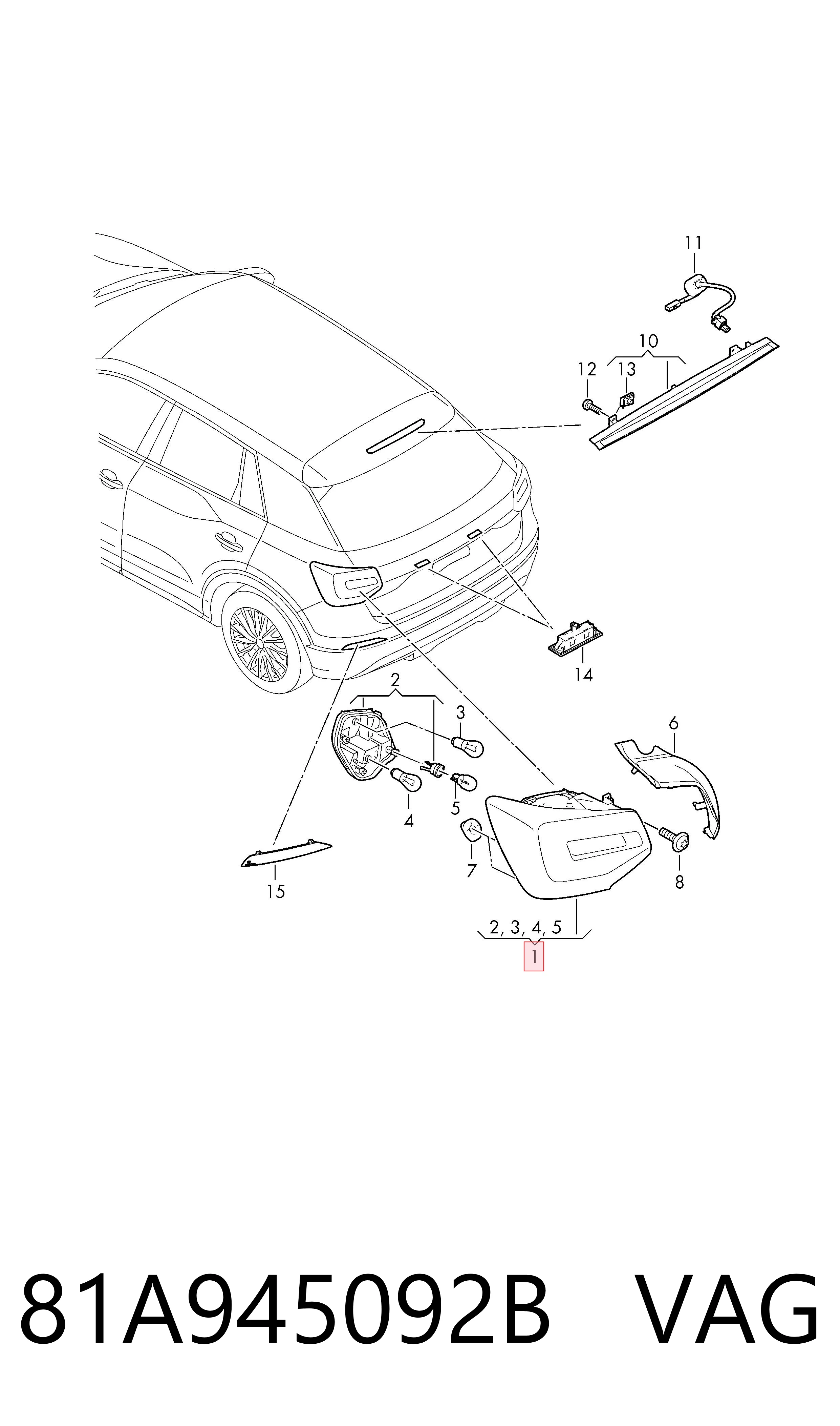 81A945092B VAG Lampa zespolona tylna prawa
