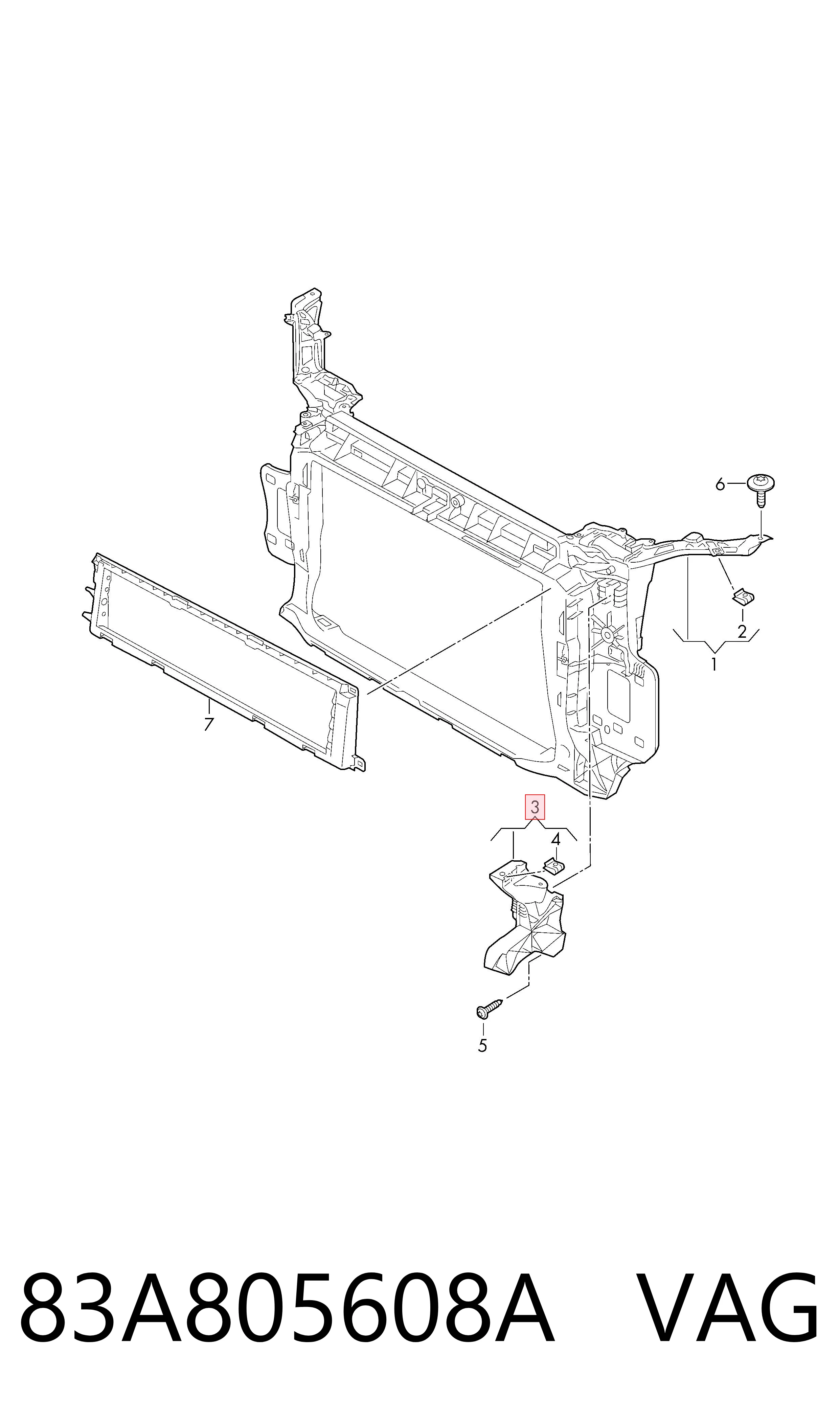 83A805608A VAG Wspornik (adapter) mocowania reflektora przedniego prawego