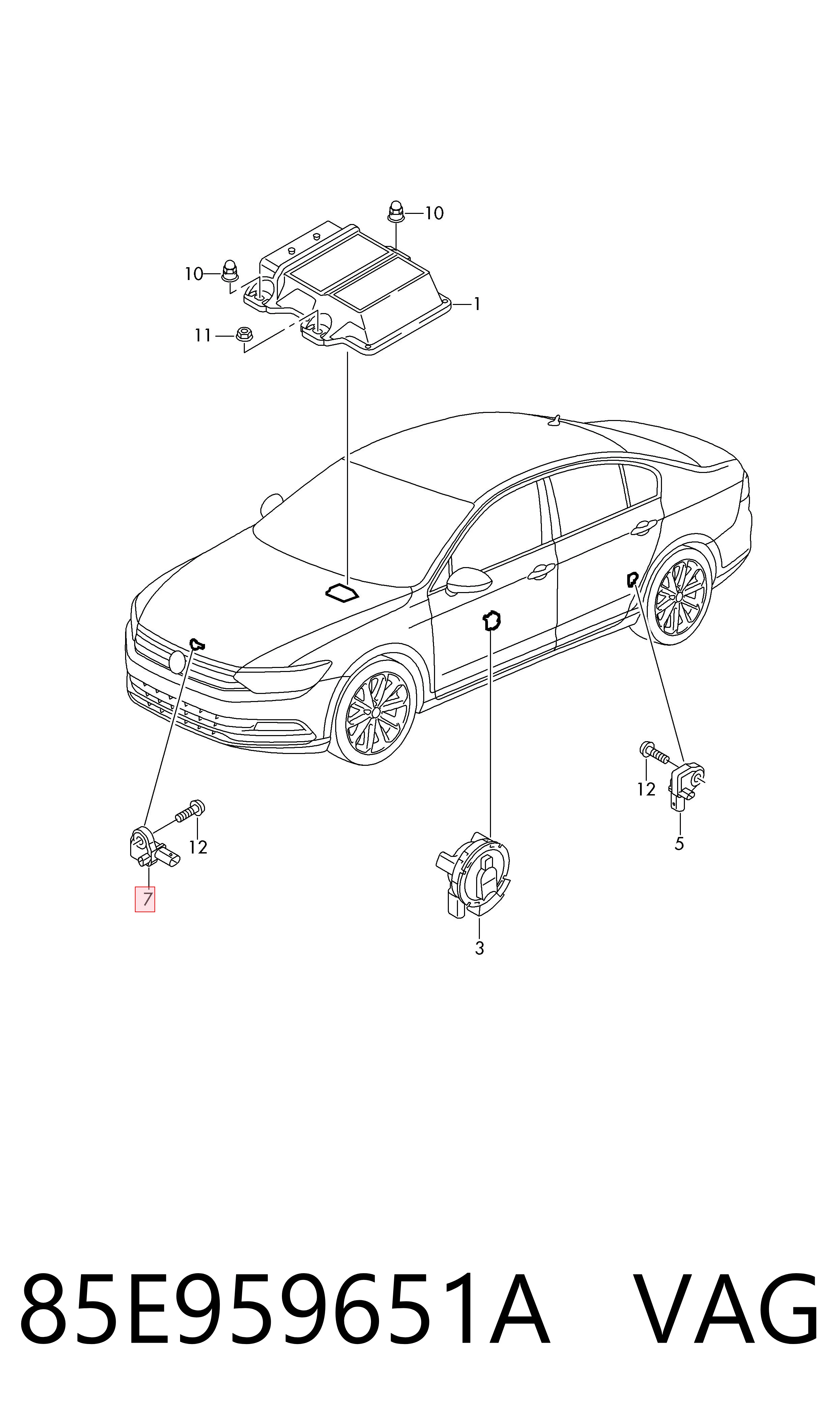 Czujnik AIRBAG przedni VAG 85E959651A cena, od 49,63 USD