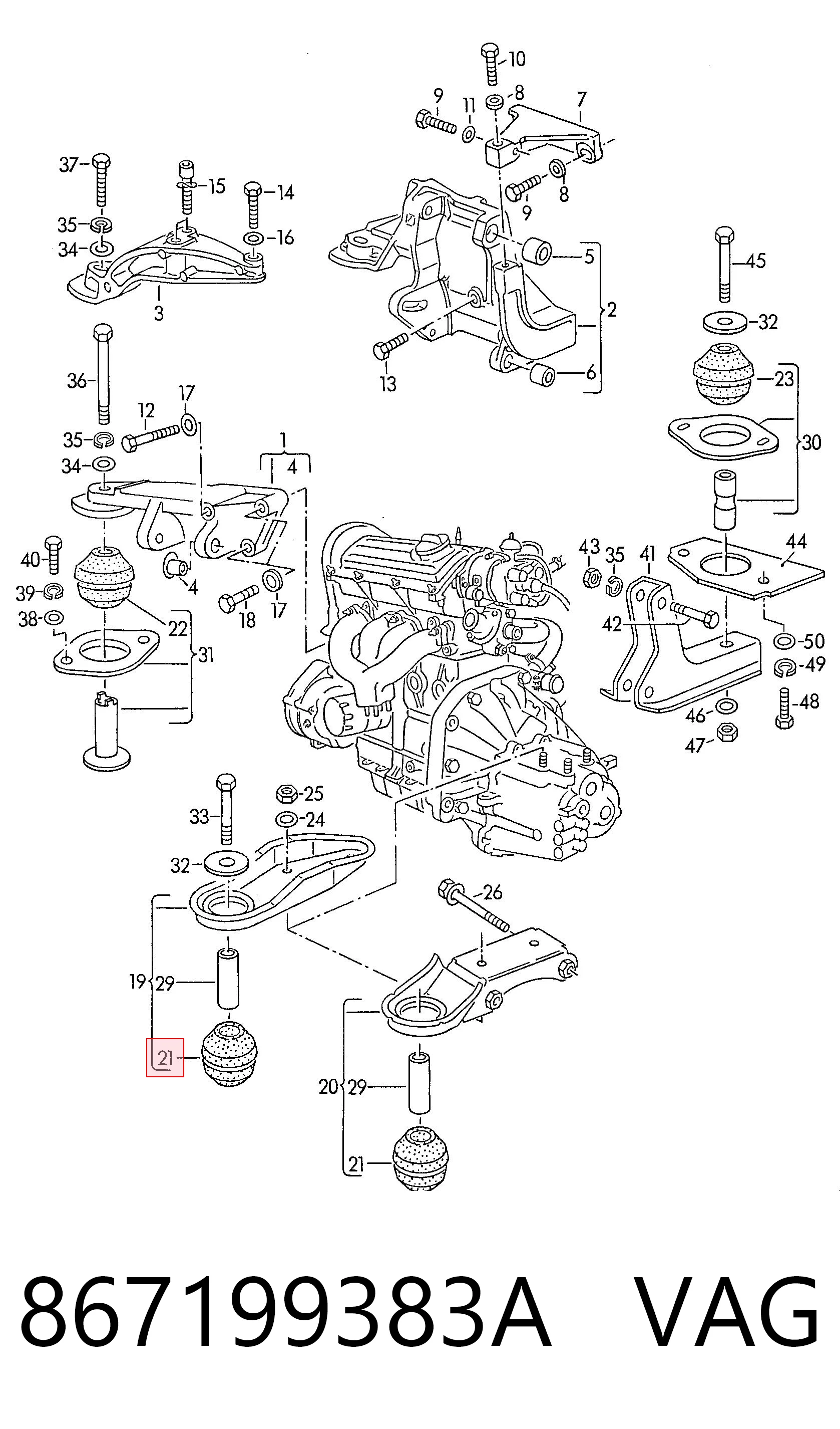 Poduszka (podpora skrzyni biegów) do Volkswagen Polo II 86C