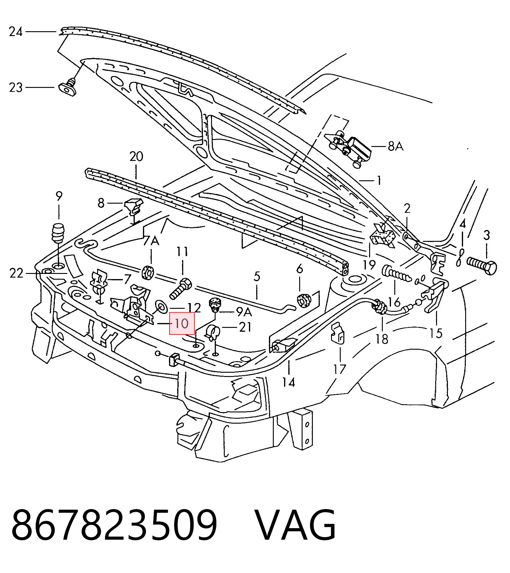 Zamek maski Volkswagen Passat B3, B4 sedana (3A2, 351, 312) (1988 - 1997) cena, od 18,65 USD