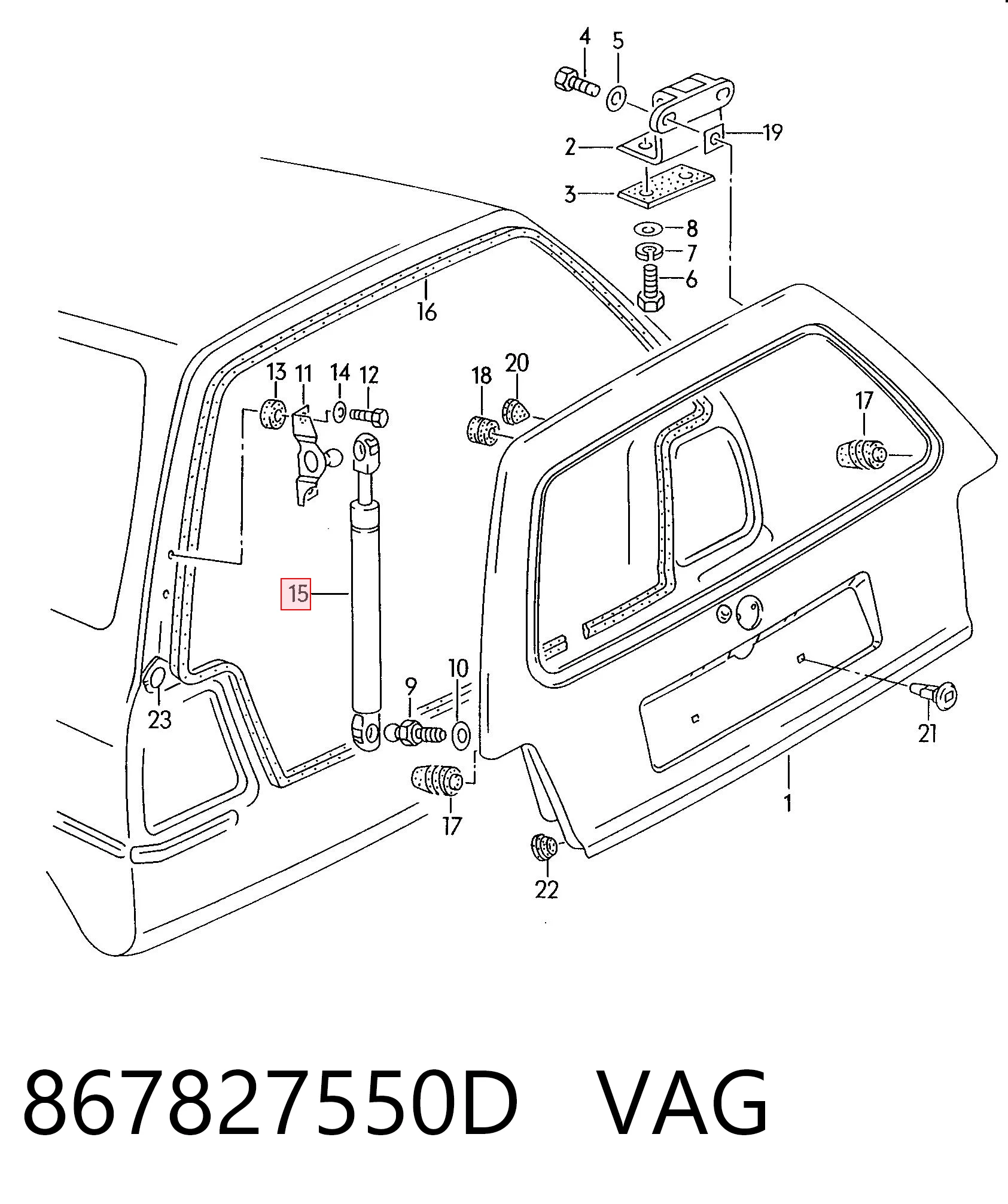 Amortyzator klapy bagażnika (3/5 drzwi-tylnych) Volkswagen Polo II hatchback (86C) (1981 - 1994) cena, od 12,39 USD