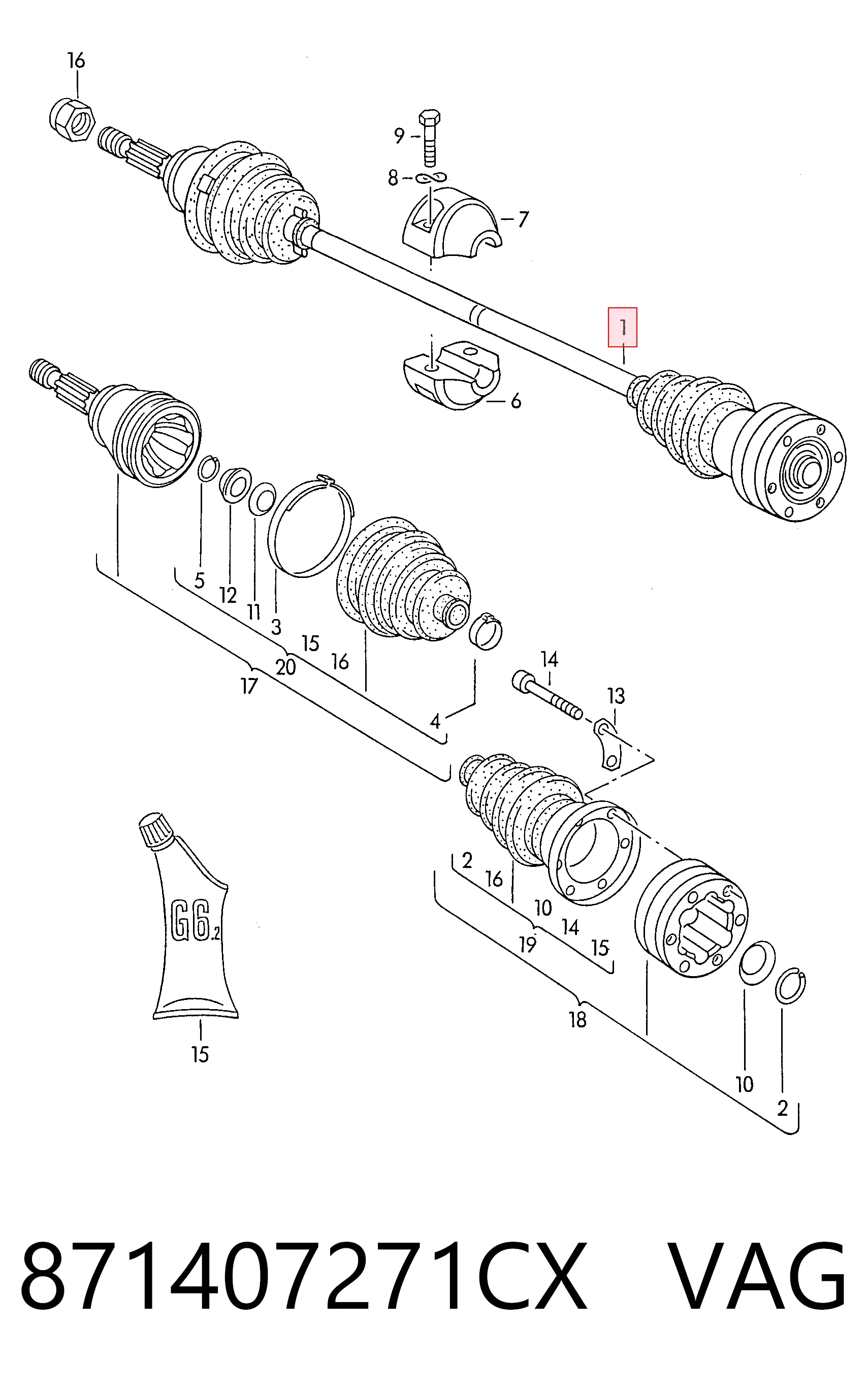 Półoś napędowa przednia lewa do Volkswagen Polo II 86C