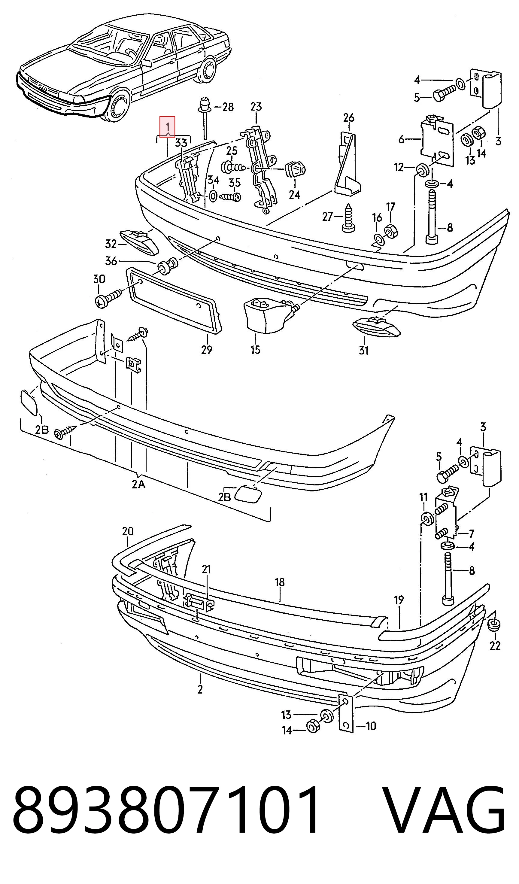 Zderzak przedni do Audi 80 B3 89, 89Q, 8A