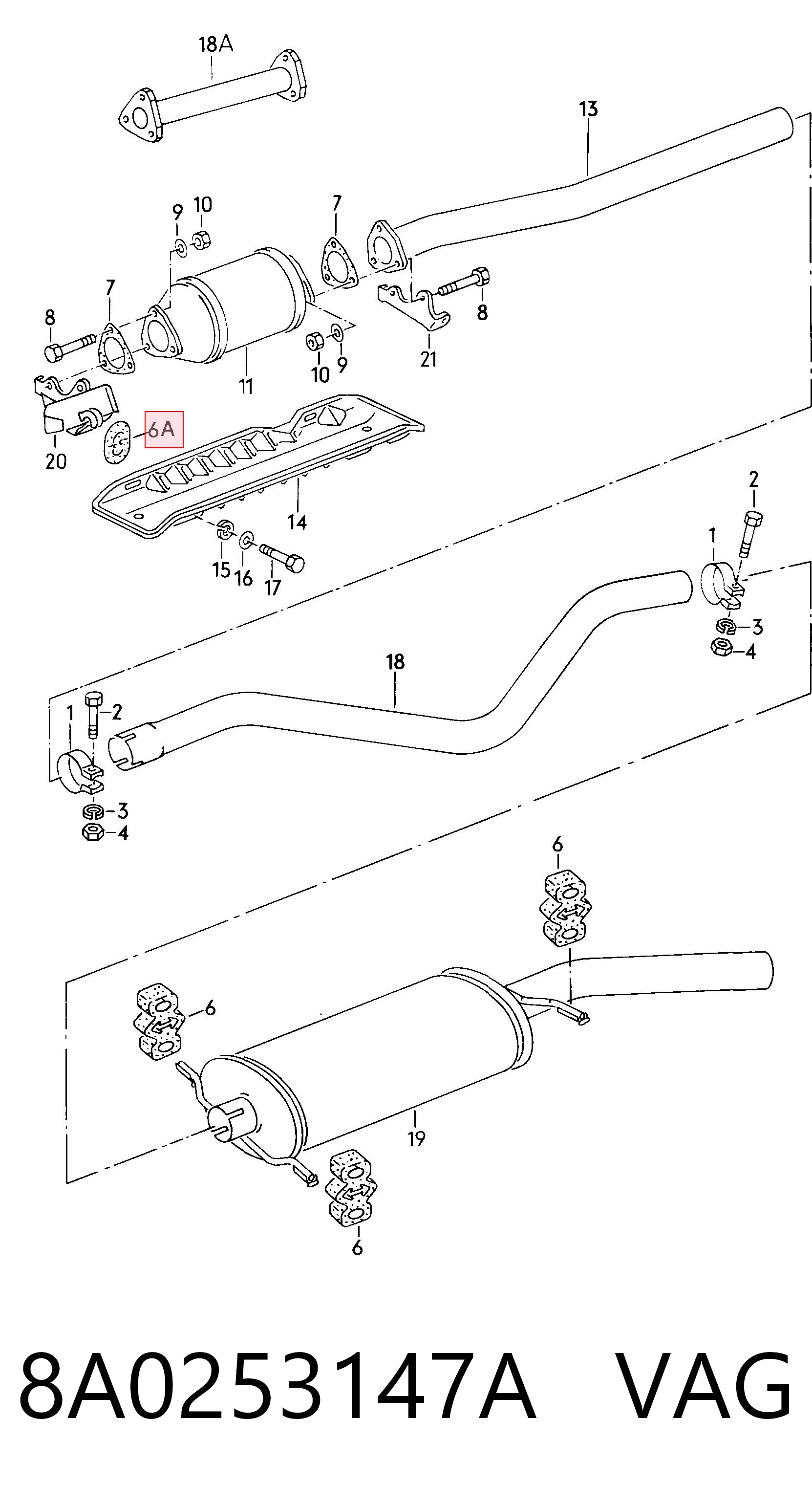 8A0253147A VAG Poduszka mocowania tłumika