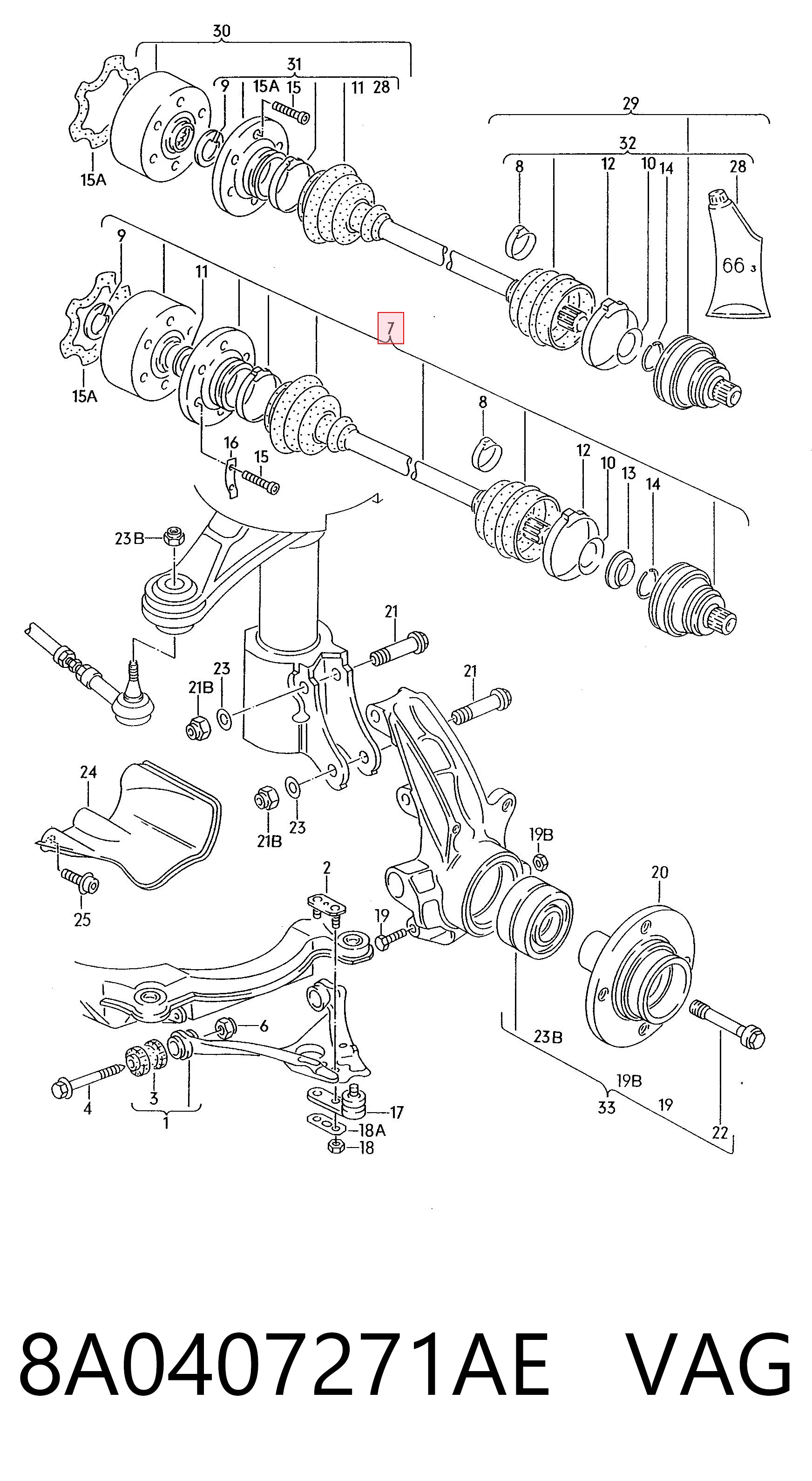  Półoś napędowa przednia lewa Audi 80 