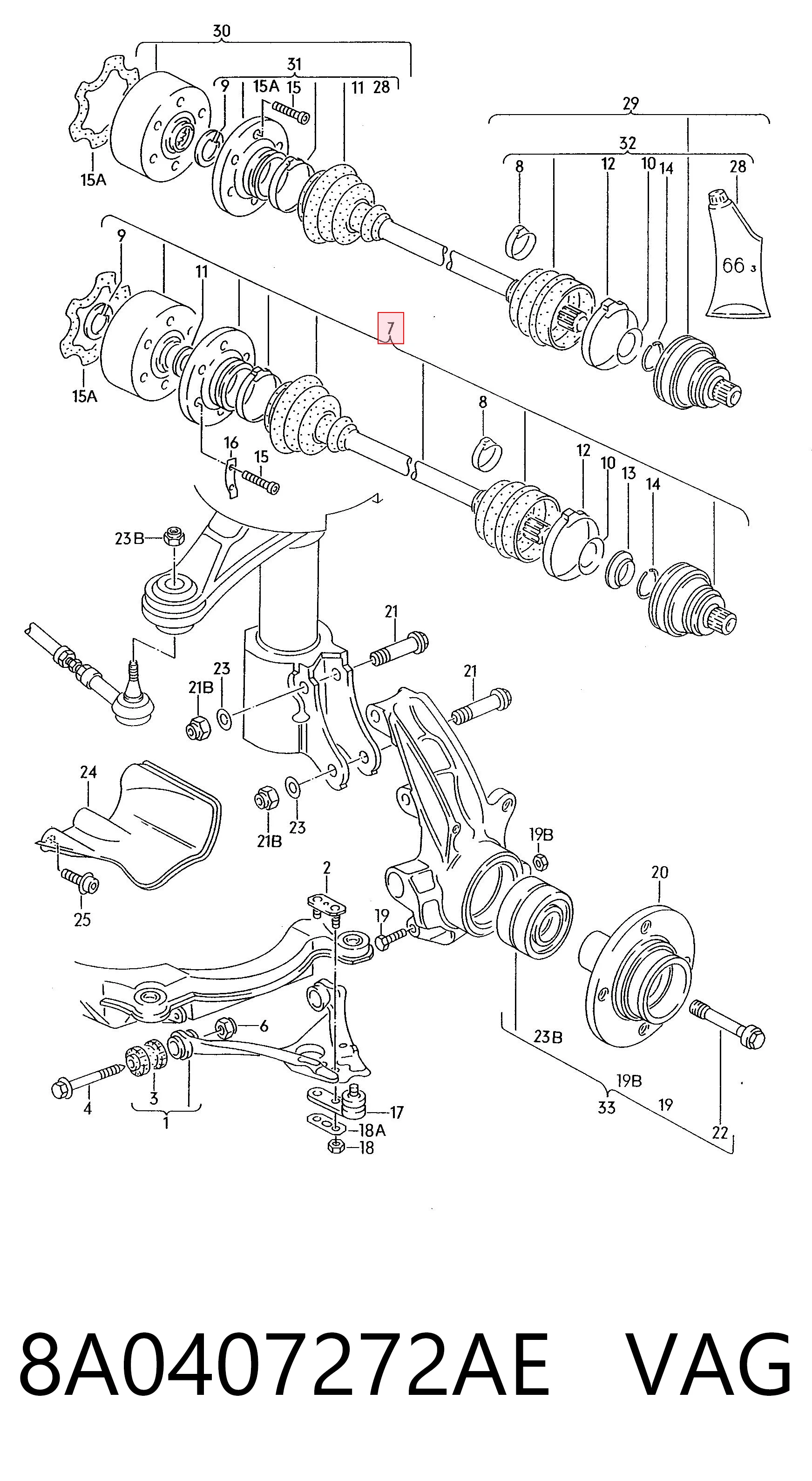  Półoś napędowa przednia prawa Audi 80 