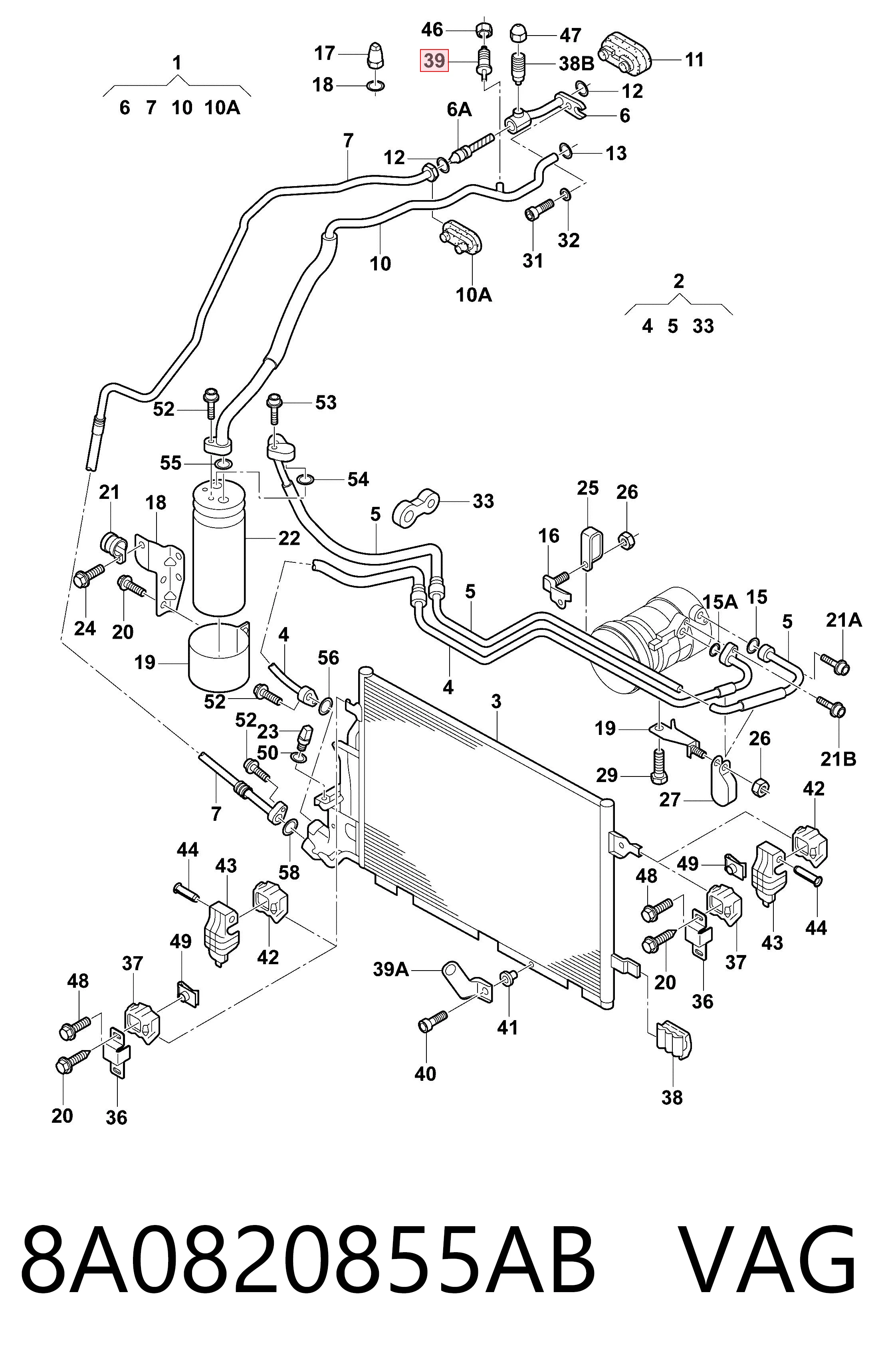 Do koszyka K68086134AA Fiat/Alfa/Lancia Zawór napełniania klimatyzacji