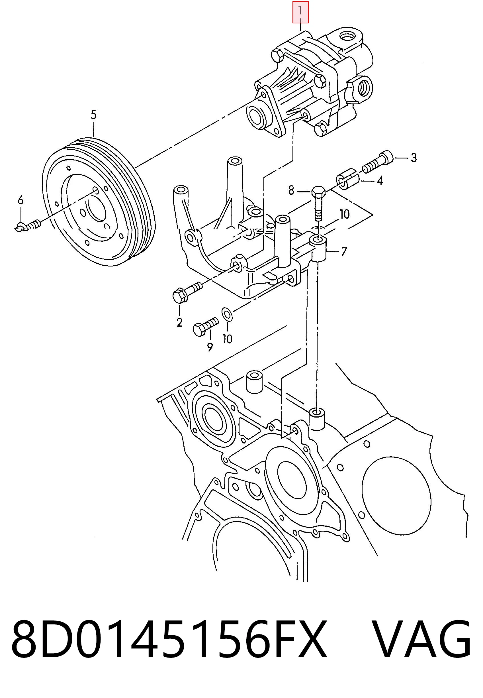8D0145156FX VAG Pompa wspomagania hydraulicznego kierownicy