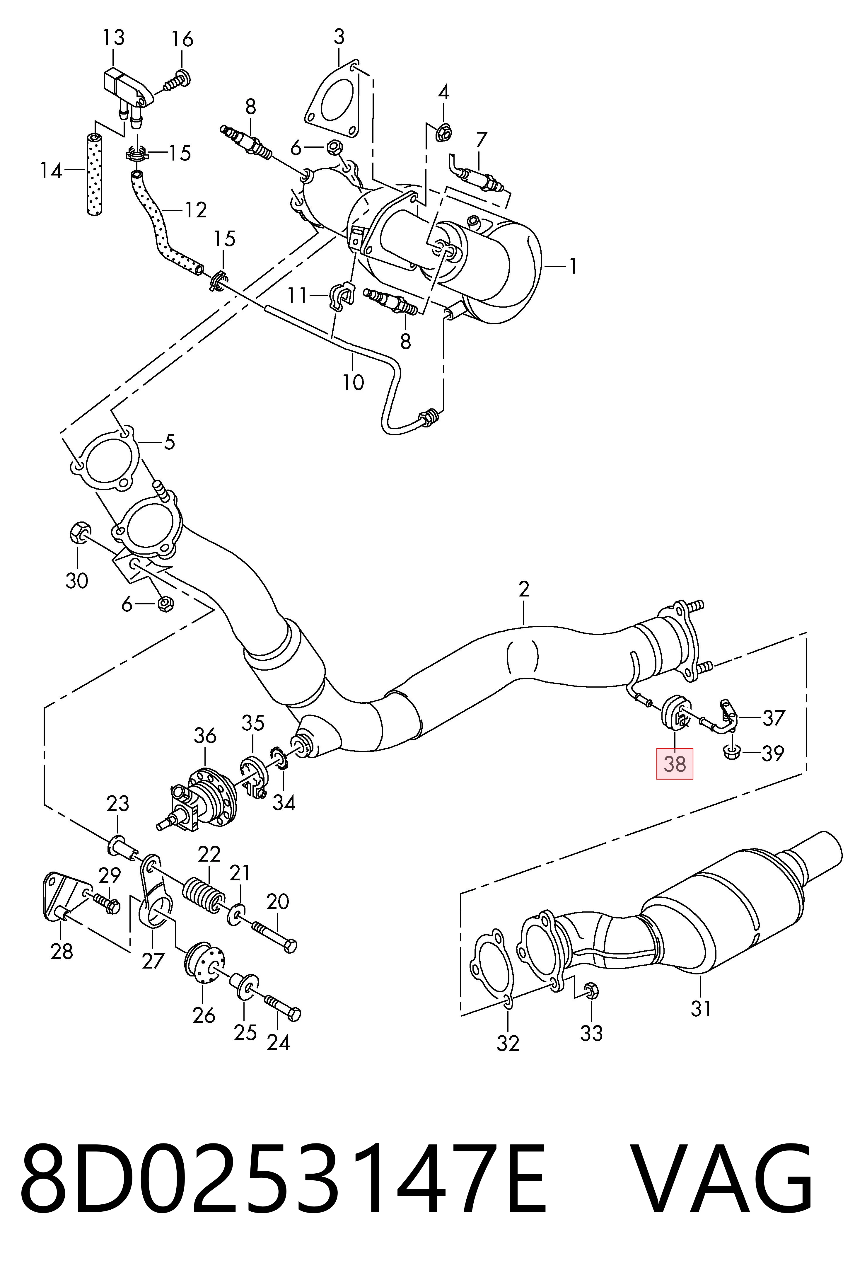8D0253147E VAG Poduszka mocowania tłumika